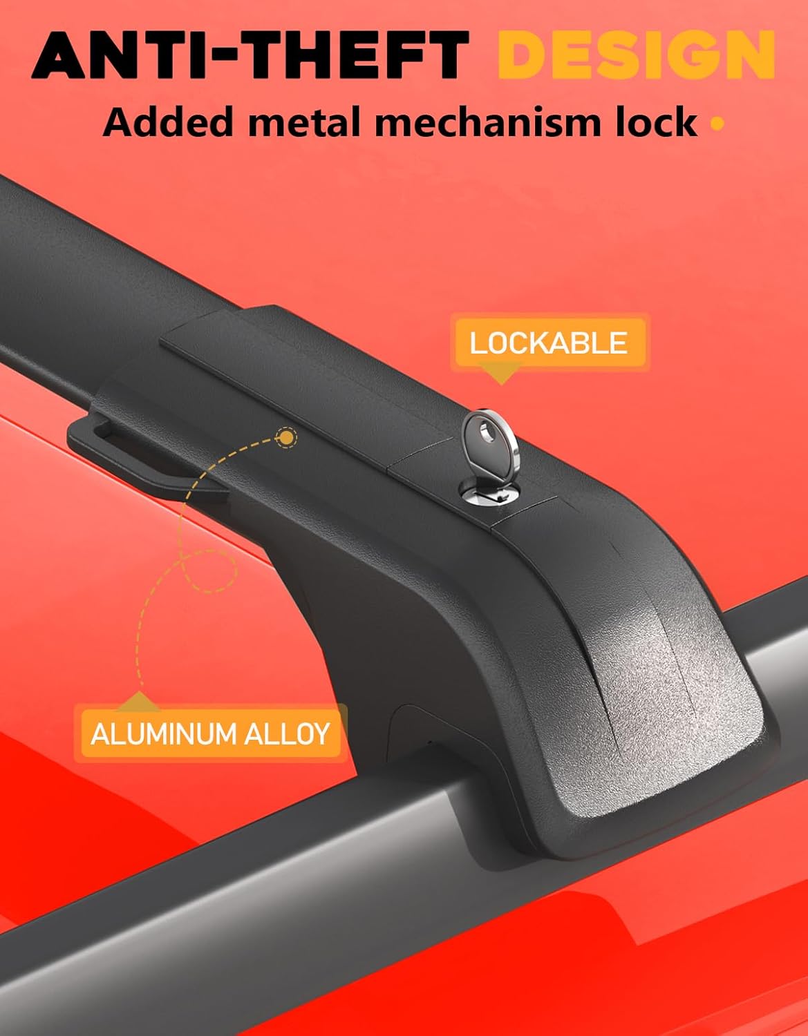 Roof rack cross bars — rubber pad wheel-spoke isolation