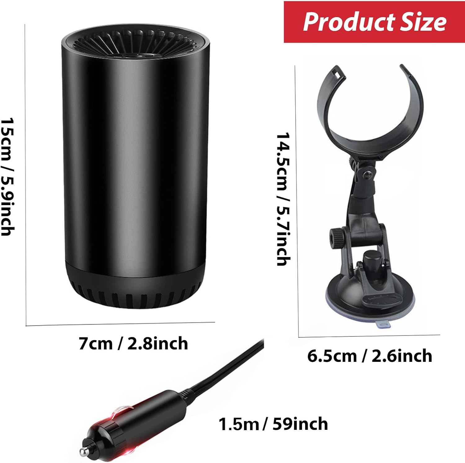 Asign 12V Fast-Heating Car Windshield Defroster – Portable Heater & Defogger with Suction Cup Mount