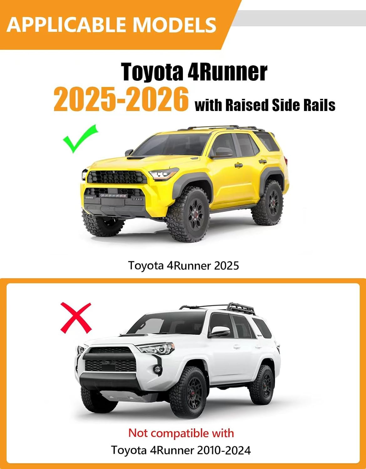 300LBS Lockable Roof Rack Cross Bars for Toyota 4Runner 2025 Aluminum