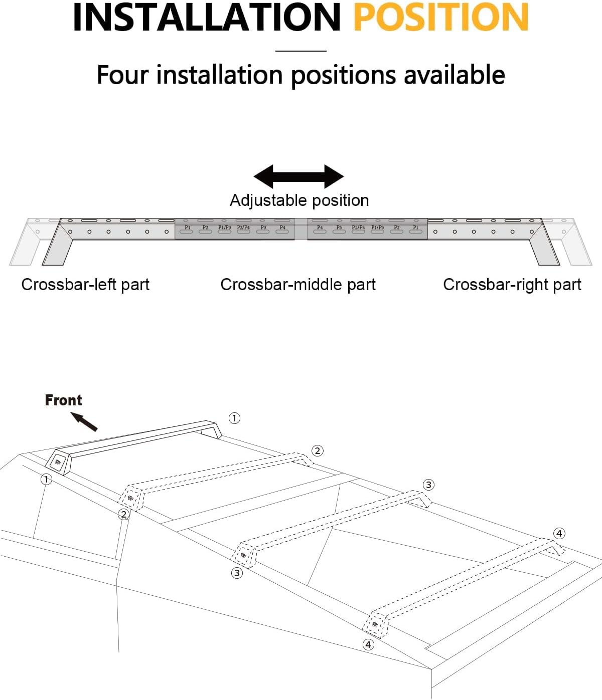 550lbs Heavy Duty Roof Rack Cross Bars Compatible with Tesla Cybertruck for Lockable Aluminum Crossbar Canoe Kayak Car Snowboard Rooftop Cargo Carrier Luggage