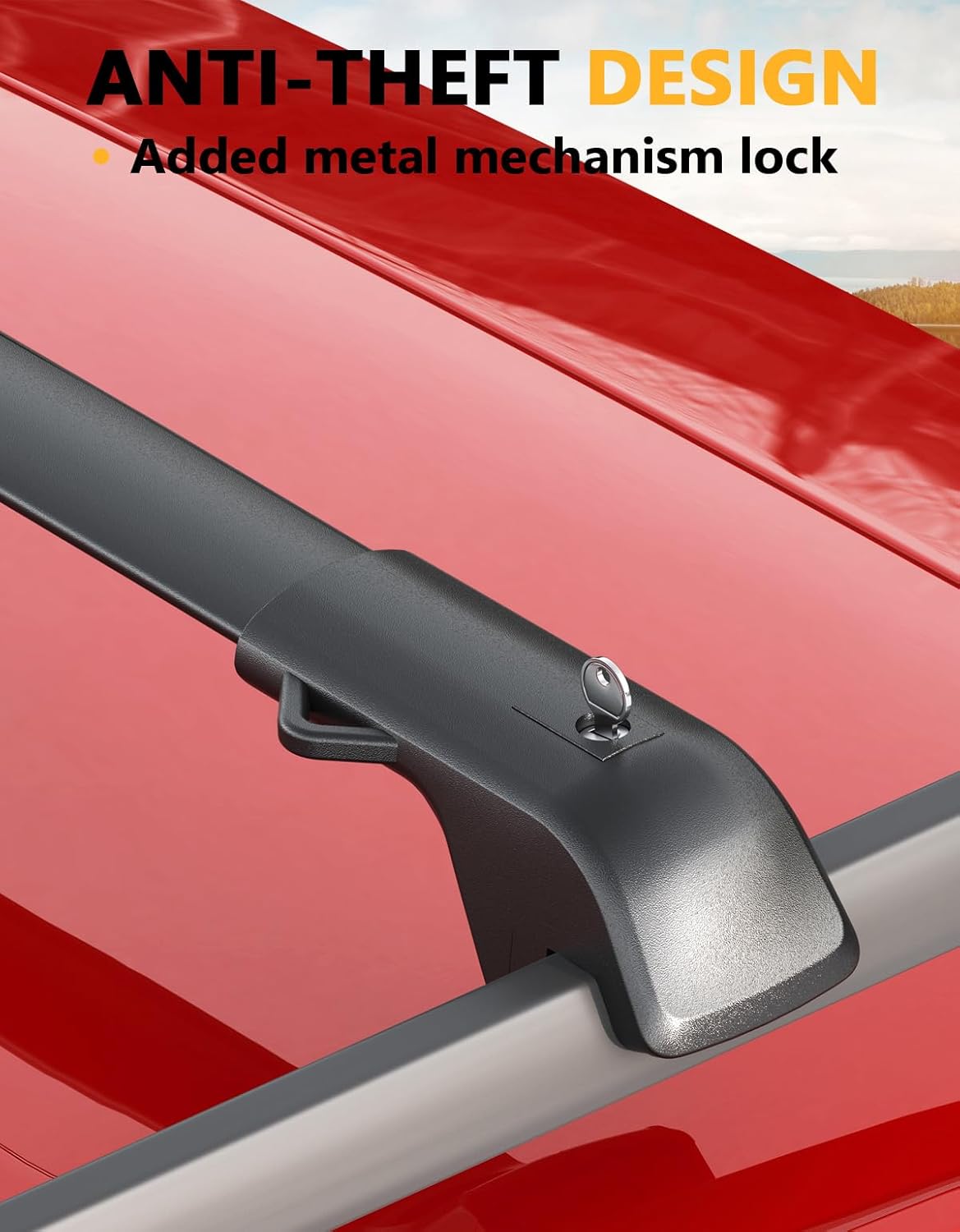 Roof rack cross bars — rubber pad wheel-spoke isolation