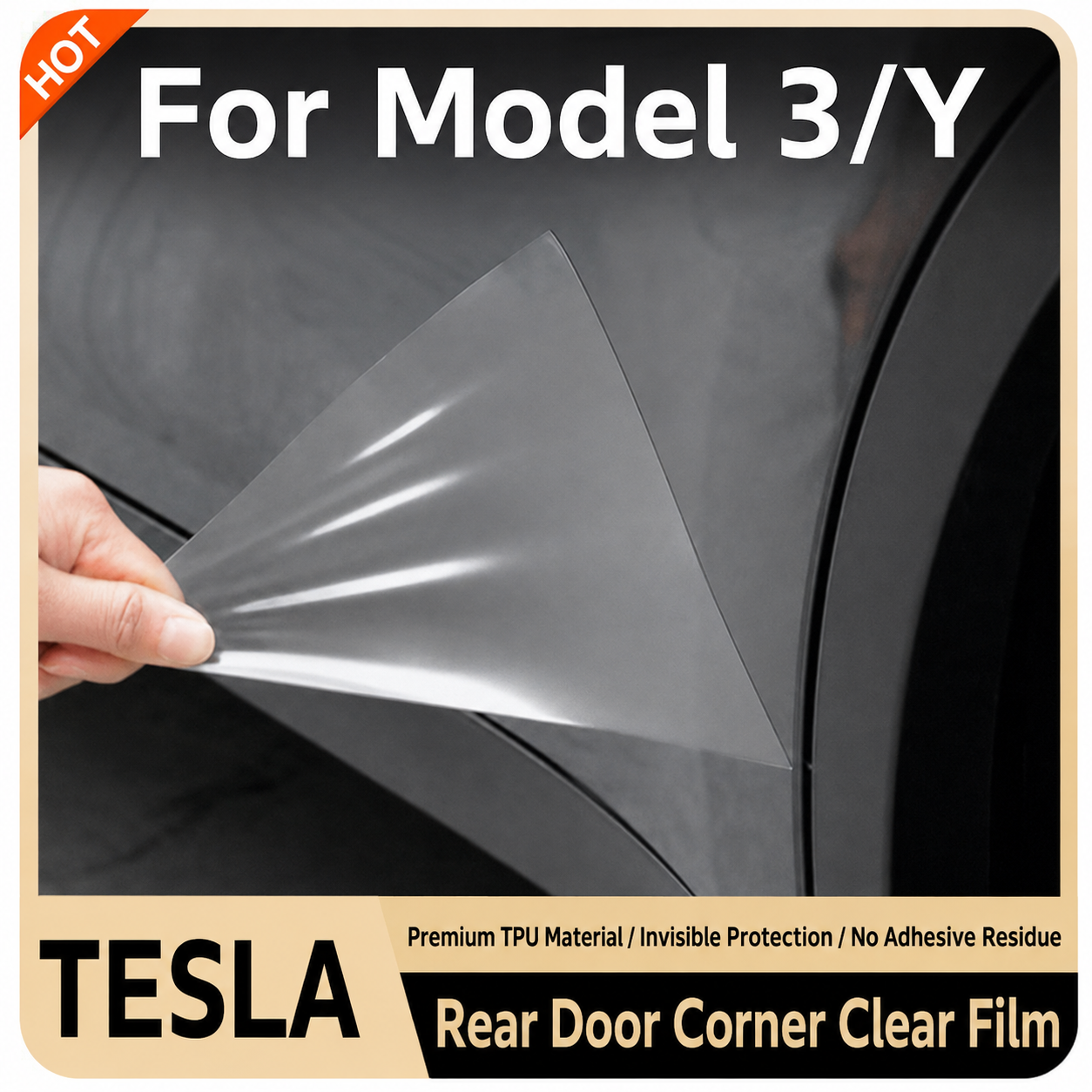 Door Triangle Paint Protection Film TPU Clear Guard for Tesla Model 3 / Model 3 Highland / Model Y / Model Y Juniper / Model Y L