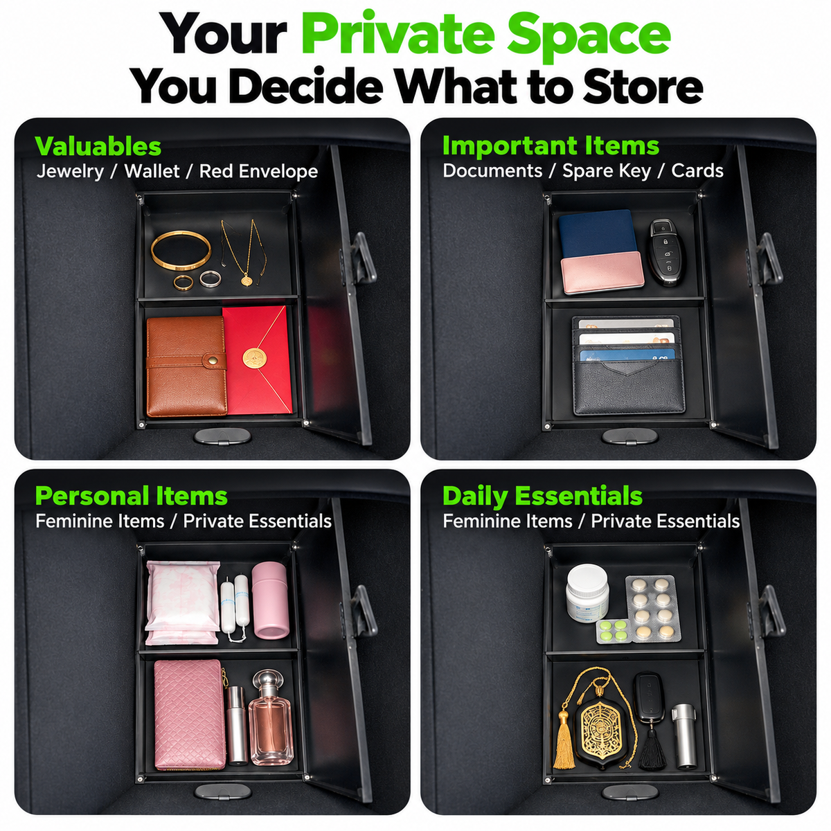 Hidden Privacy Storage Box for Tesla Model 3 Highland / Model Y Juniper / Model Y L