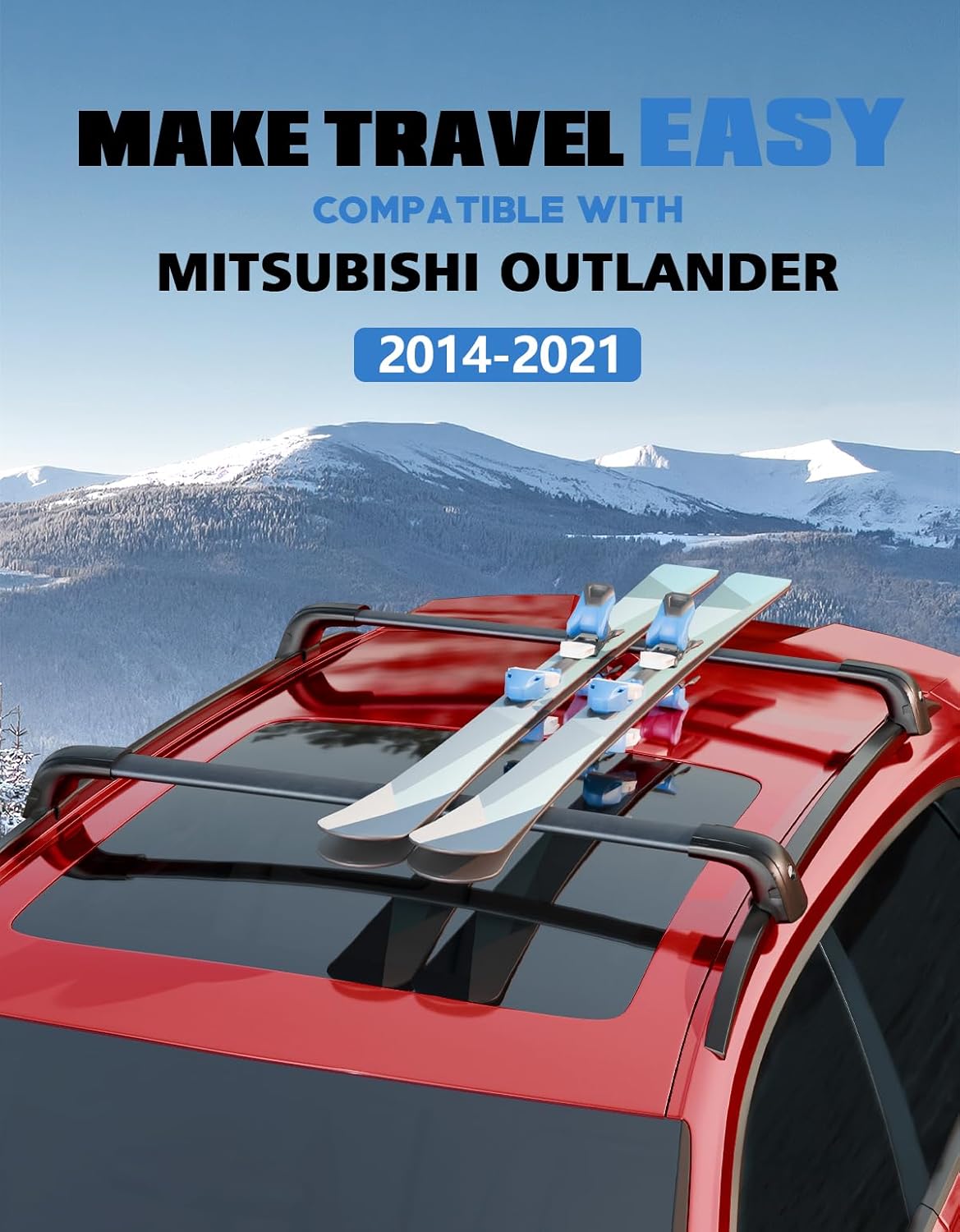 Mitsubishi Outlander cross bars 2014–2021 — anti-theft lock engaged