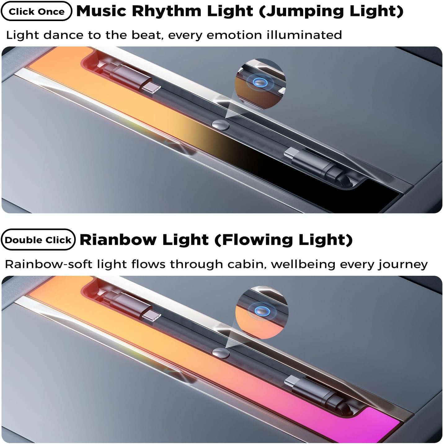 USB Hub for Tesla Model Highland Y & Model Highland 3 | 120W USB-C, RGB, Retractable