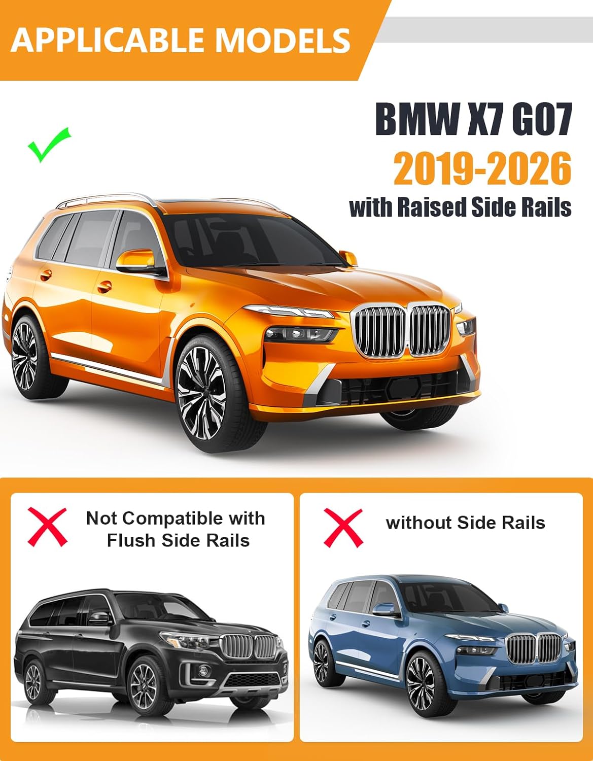 300 lbs Lockable Aluminum Roof Rack Cross Bars for BMW X7, Toyota, Kia