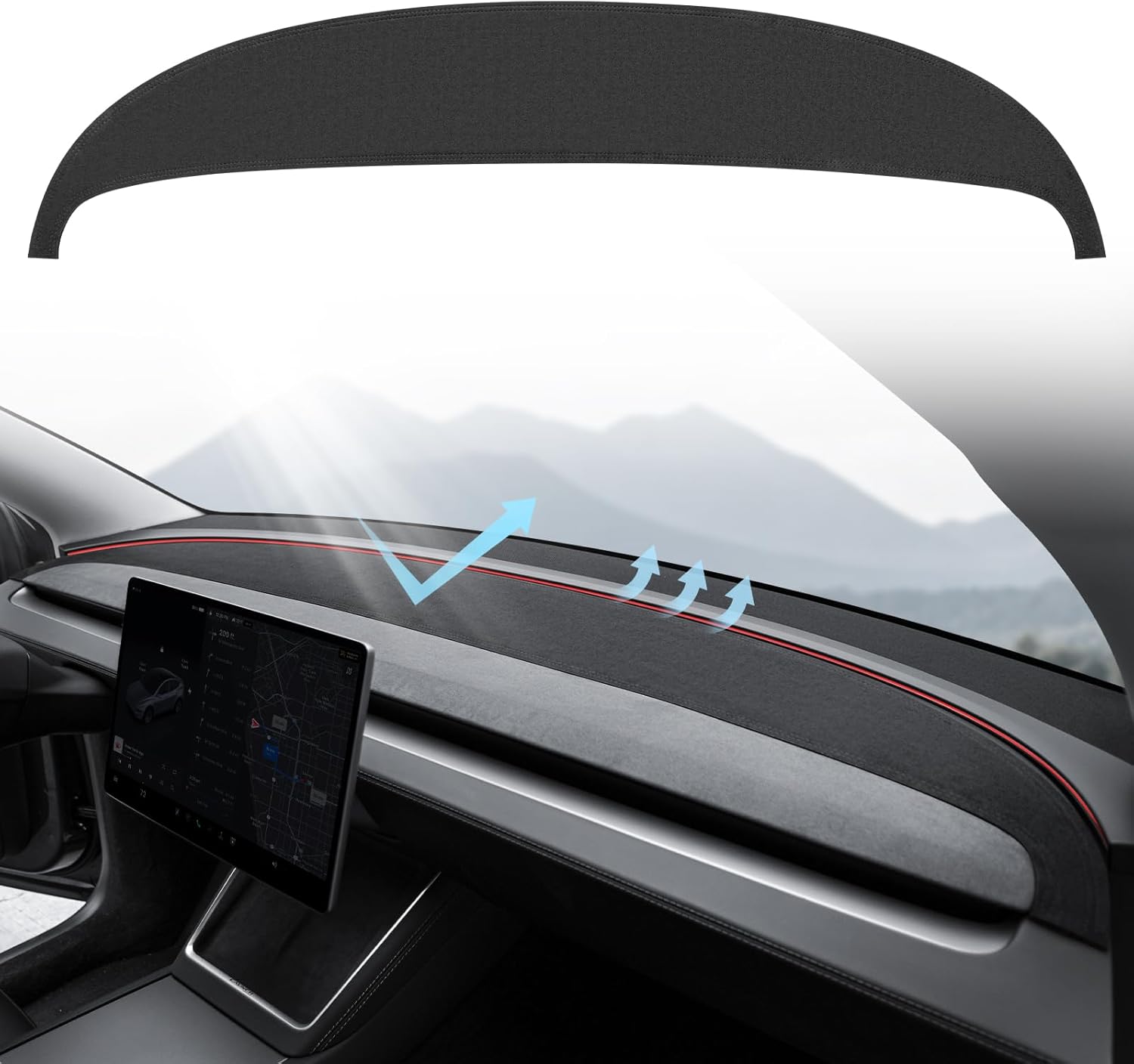 Tesstudio 2026 Anti-Glare and Dustproof Dashboard Cover Suede Dashboard Pad Dash Mat for tesla 3/Y