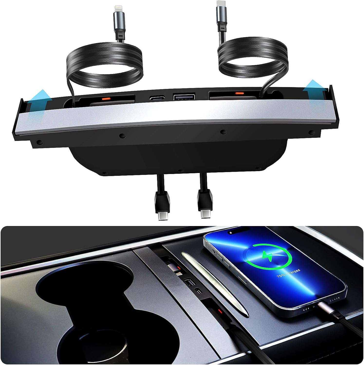 Tesla Center Console 65W USB Charger Hub