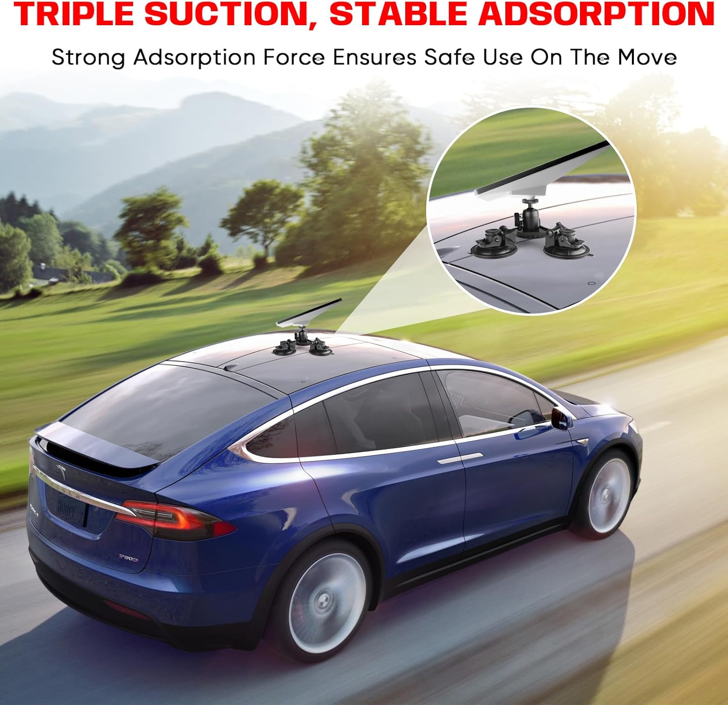 Starlink Mini Roof Triangular Suction Cup Mount 360 ° Horizontal Adjustment Suitable for Smooth Surface Installation Such as roof/sunroof/RV/Windows