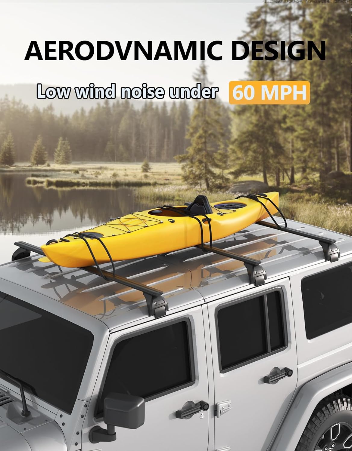Jeep Wrangler JK cross bars 2007–2026 — load test with kayak