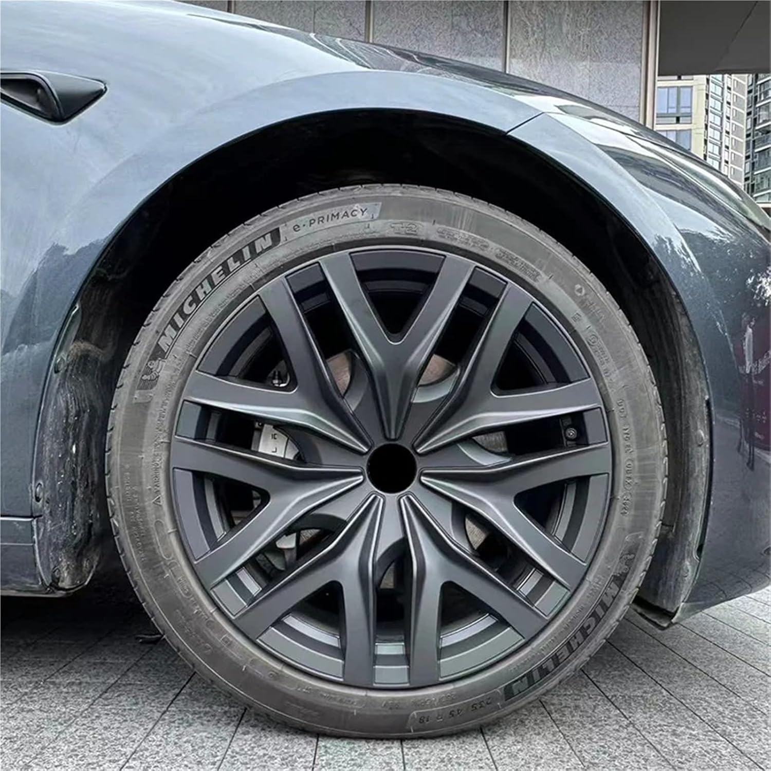 Model 3 Highland 18-Inch Spiderweb-Style Aero Wheel Covers, Matte Black (2024-2026)