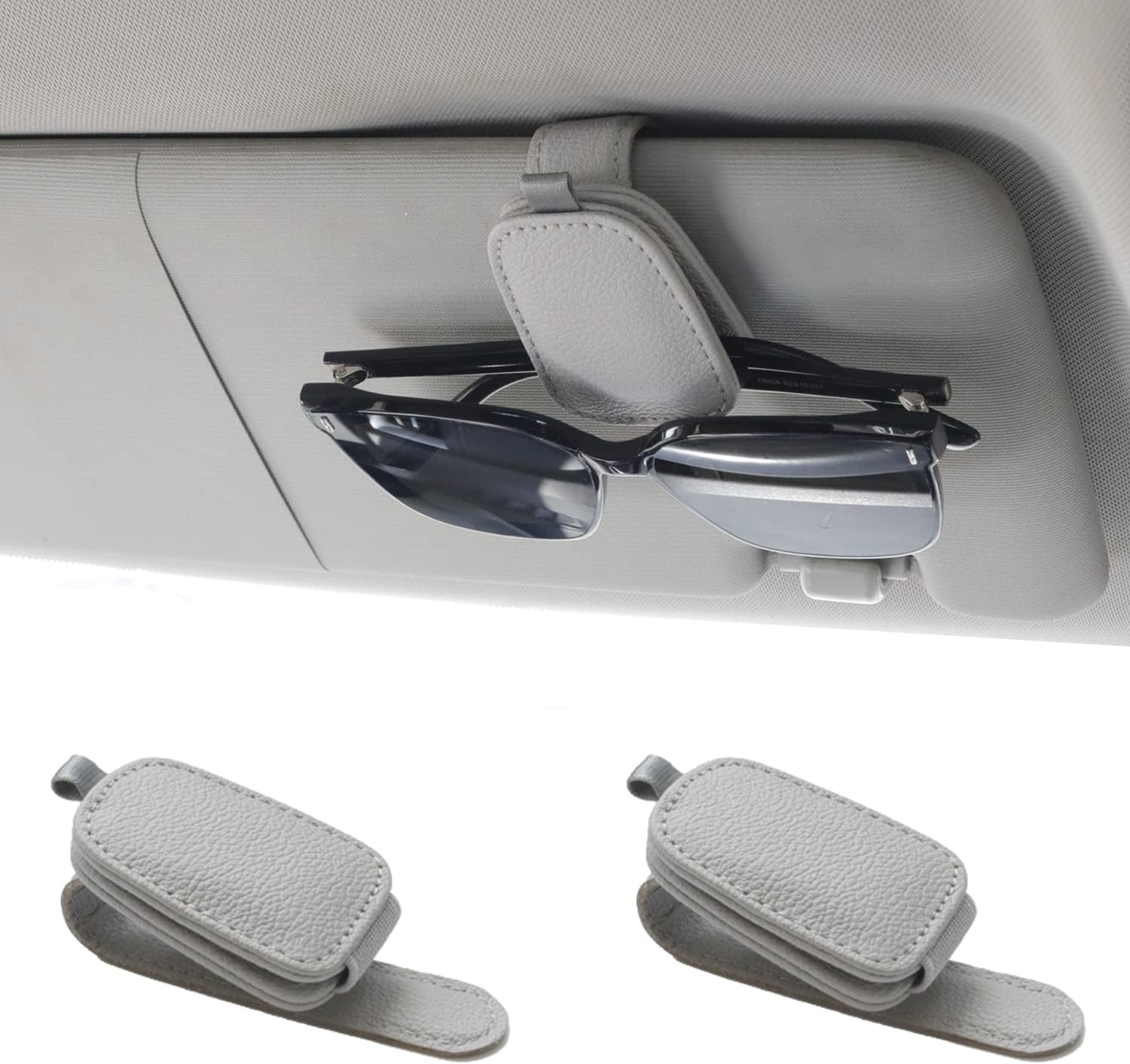 Tesstudio 2026 Sunglass Holder for Car, Magnetic Leather Sunglasses Holder and Ticket Card Clip, Car Visor Accessories