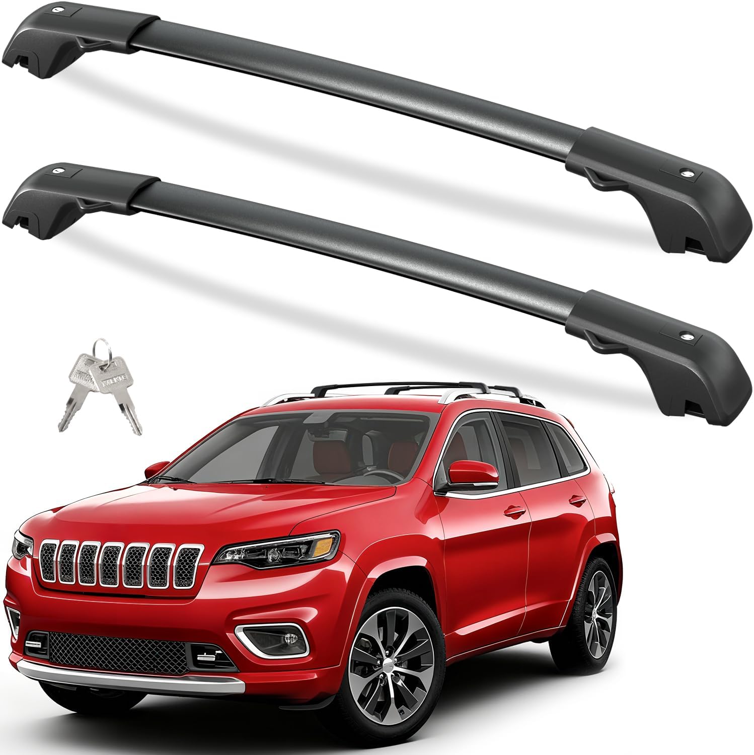 Jeep cross bars — installed on vehicle roof rails