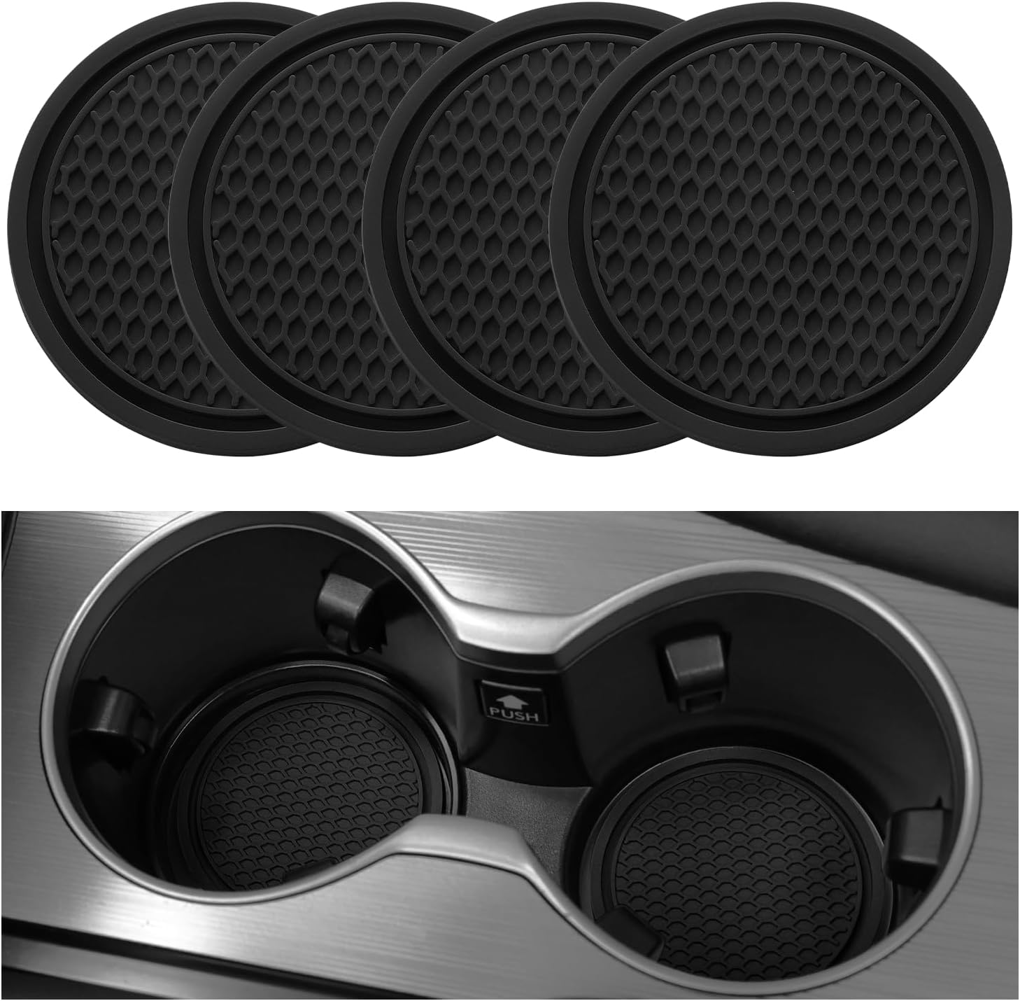 2026 Tesstudio Car Cup Coaster 4PCS Universal Non-Slip Cup Holders Embedded in Ornaments Coaster for Car/Tesla Interior Accessories
