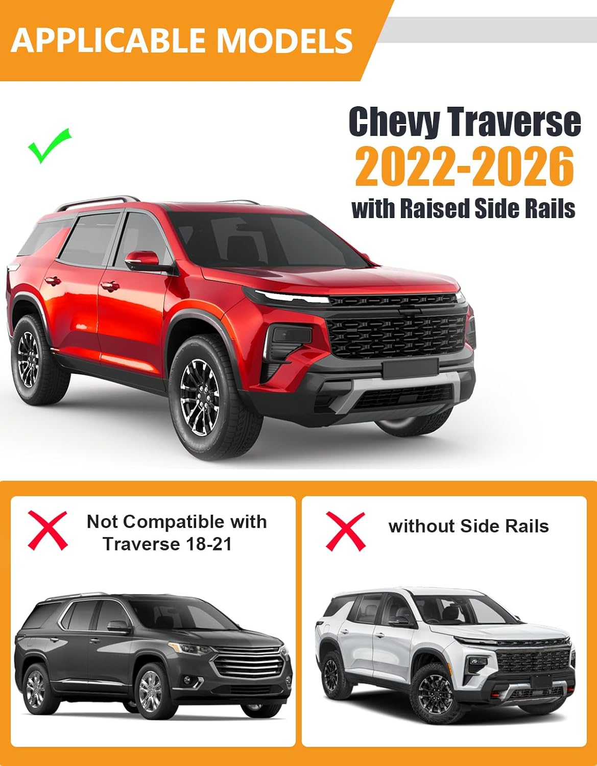 300 lbs Lockable Aluminum Roof Rack Cross Bars for Chevy Traverse, Toyota, Kia