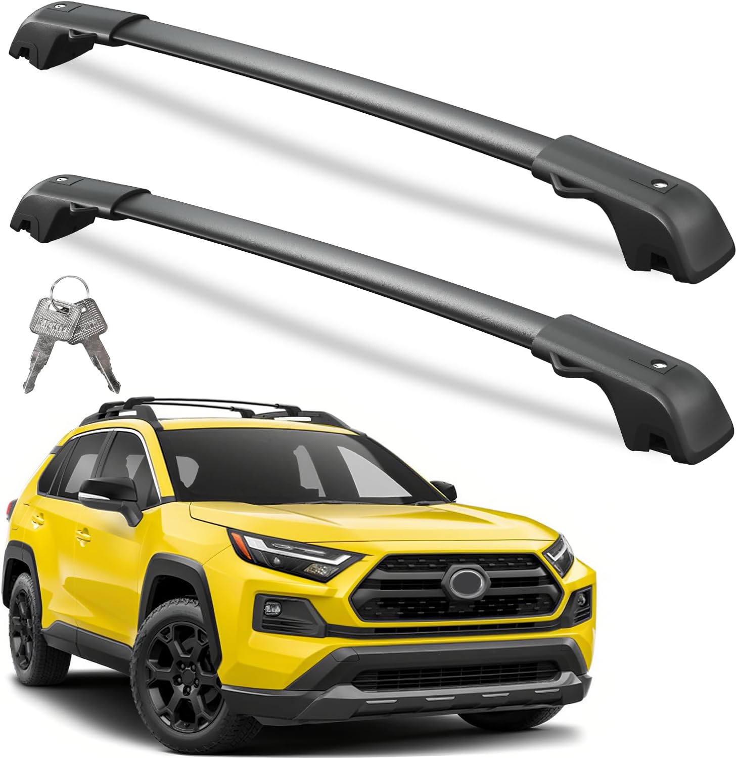 Toyota RAV4 cross bars 2019–2025 — installed on vehicle roof rails