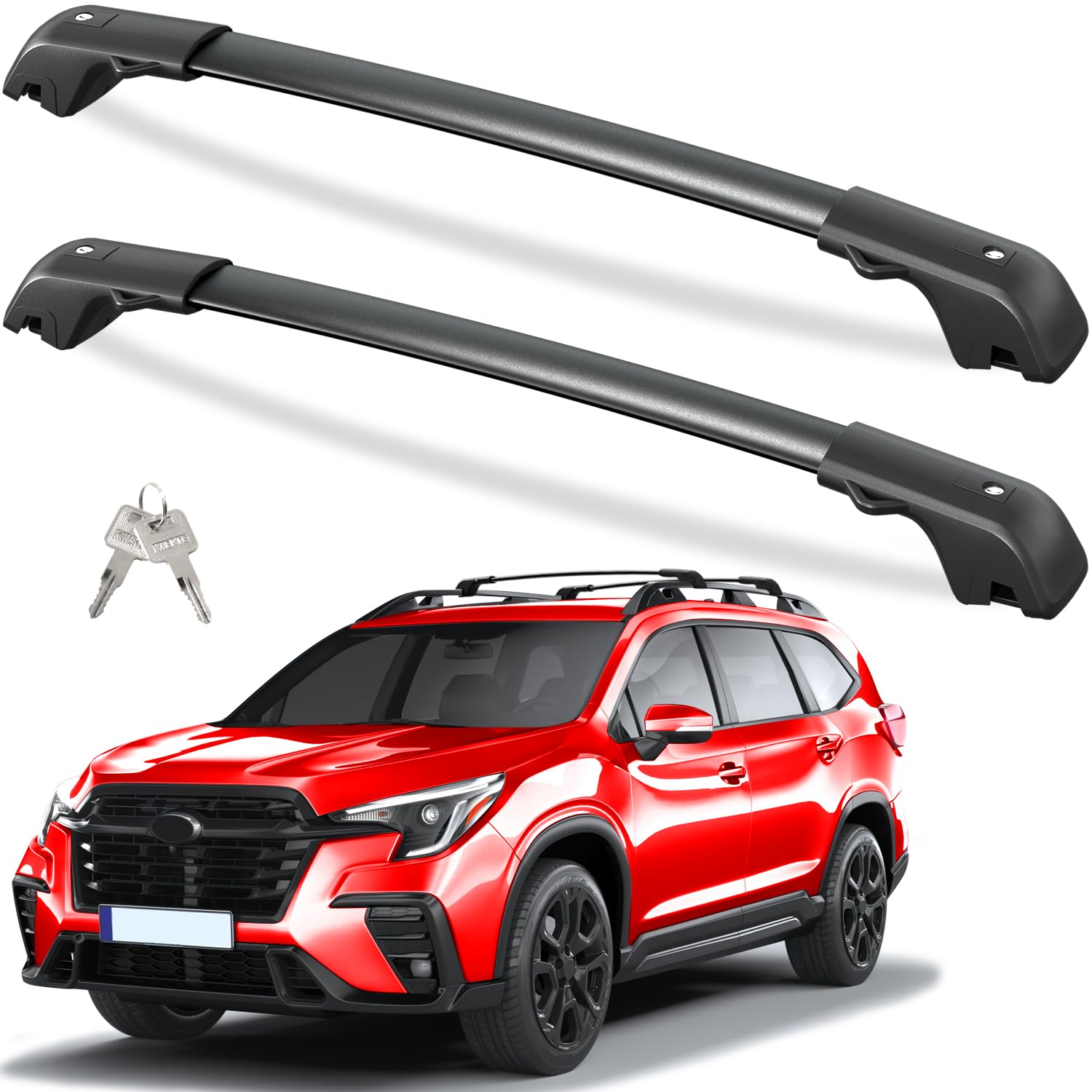 Jeep cross bars — rubber pad wheel-spoke isolation