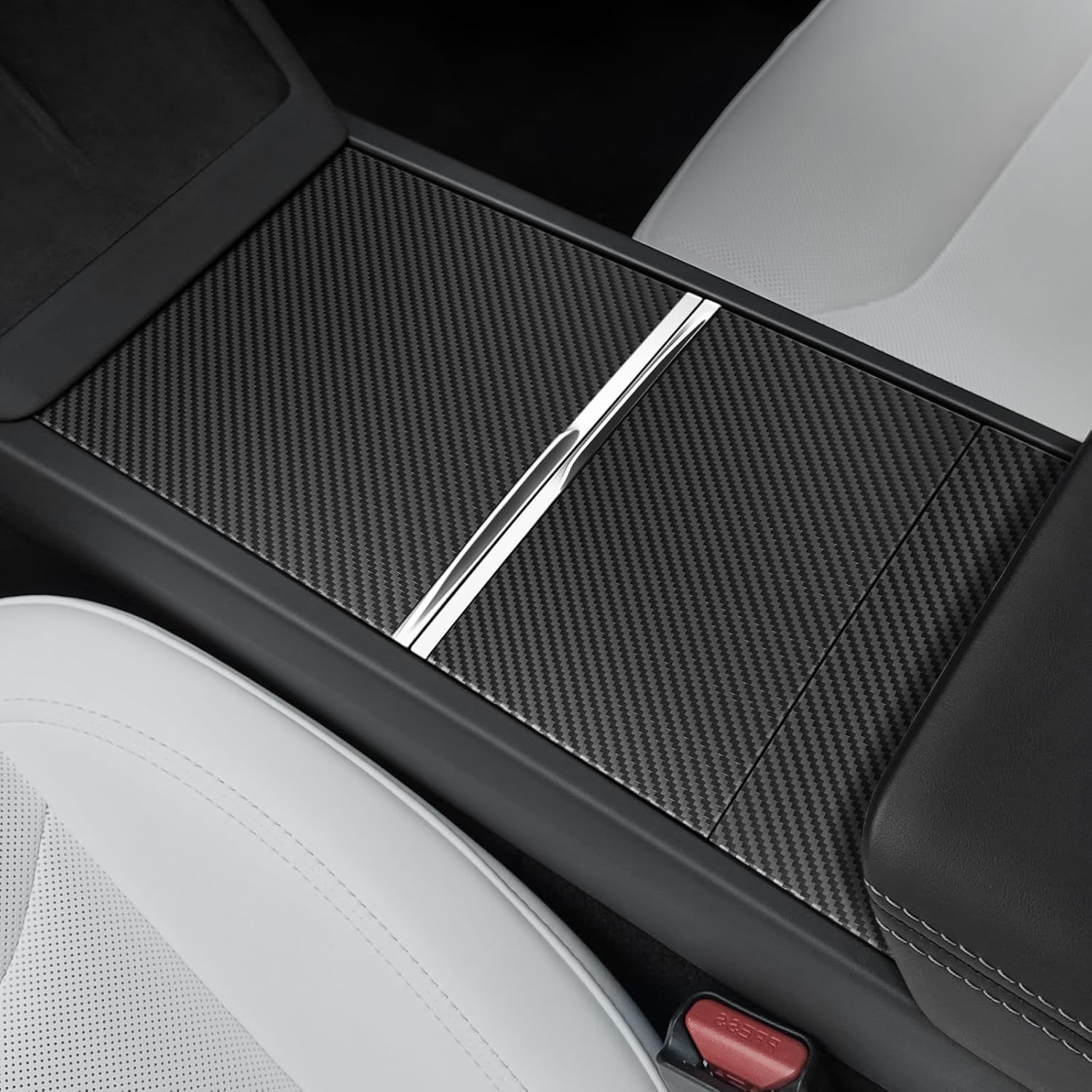 Center Console Wrap Kit Carbon Fiber Compatible with Tesla Model 3/Y(Matte Carbon Fiber)