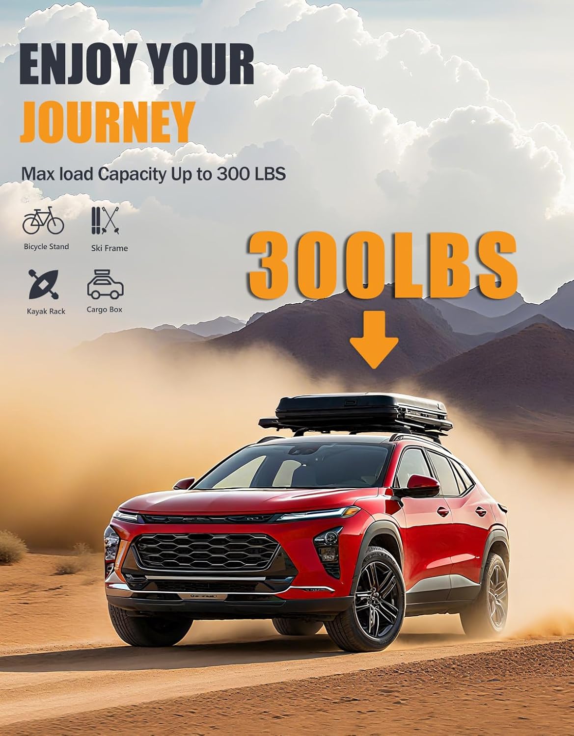 300 lbs Lockable Roof Rack Cross Bars for Chevrolet Blazer EV RS AWD 2024-2026