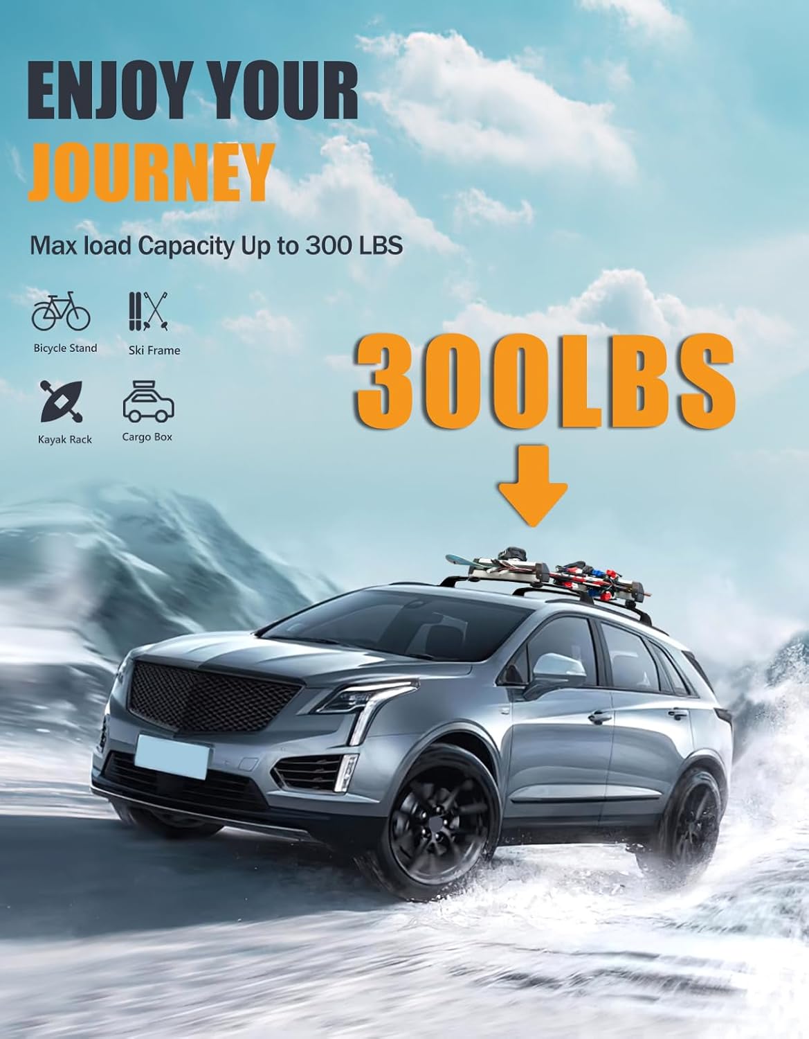 300 lbs Lockable Aluminum Roof Rack Cross Bars for Cadillac XT5, Honda, Jeep