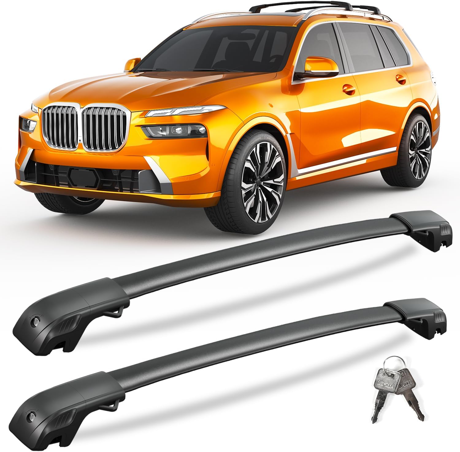 300 lbs Lockable Aluminum Roof Rack Cross Bars for BMW X7, Toyota, Kia