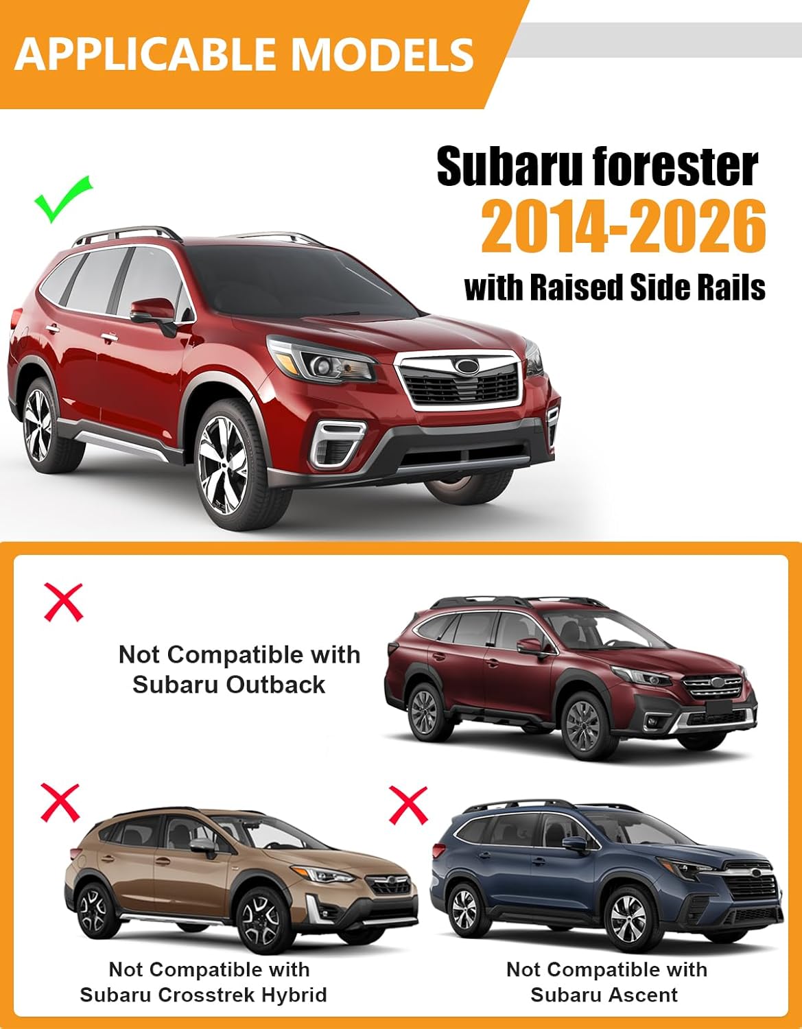 300 lbs Lockable Aluminum Roof Rack Cross Bars for Subaru Forester 2014-2026