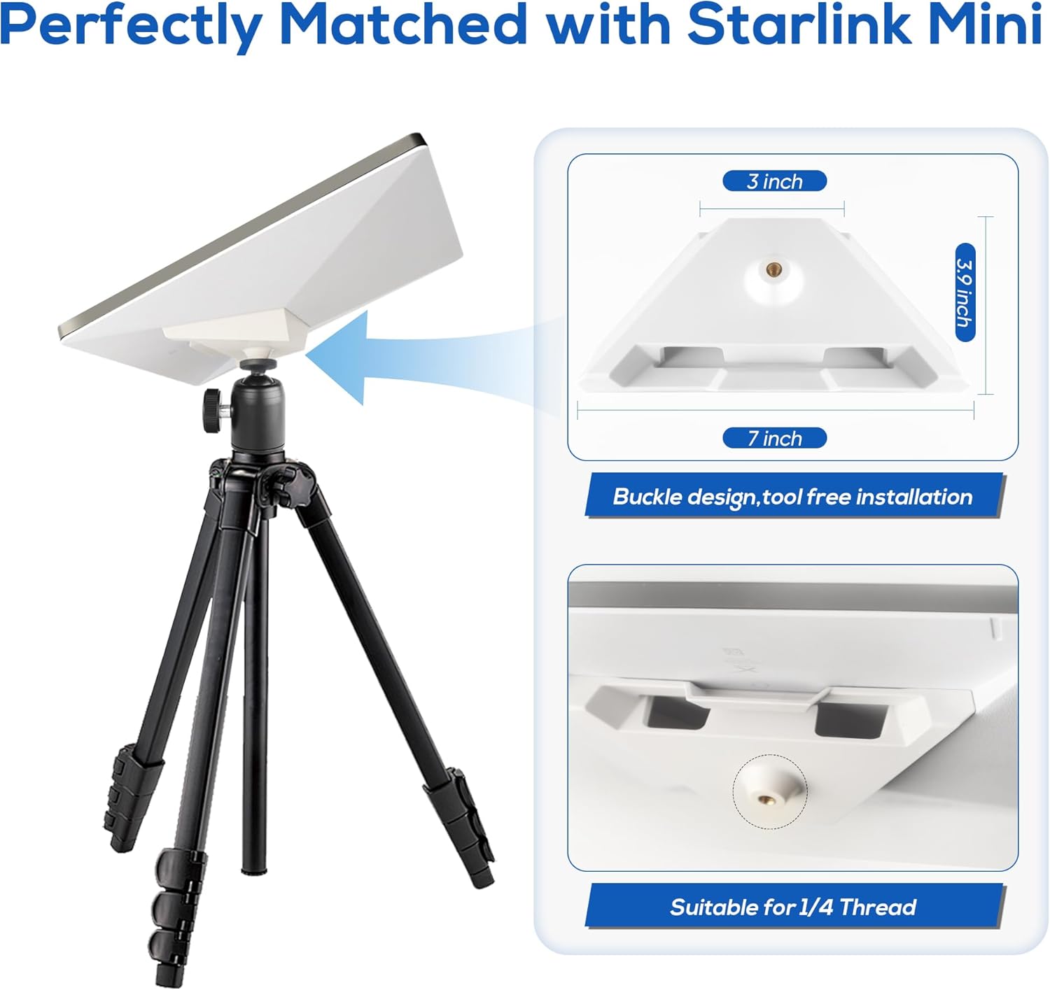 Starlink Mini Mount for 1/4"~20 Threaded Common Size Tripod Mounting