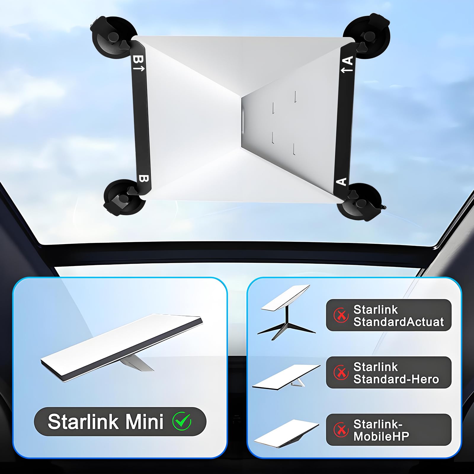 Starlink Mini Suction Cup Mount for Car Sunroofs or Windows