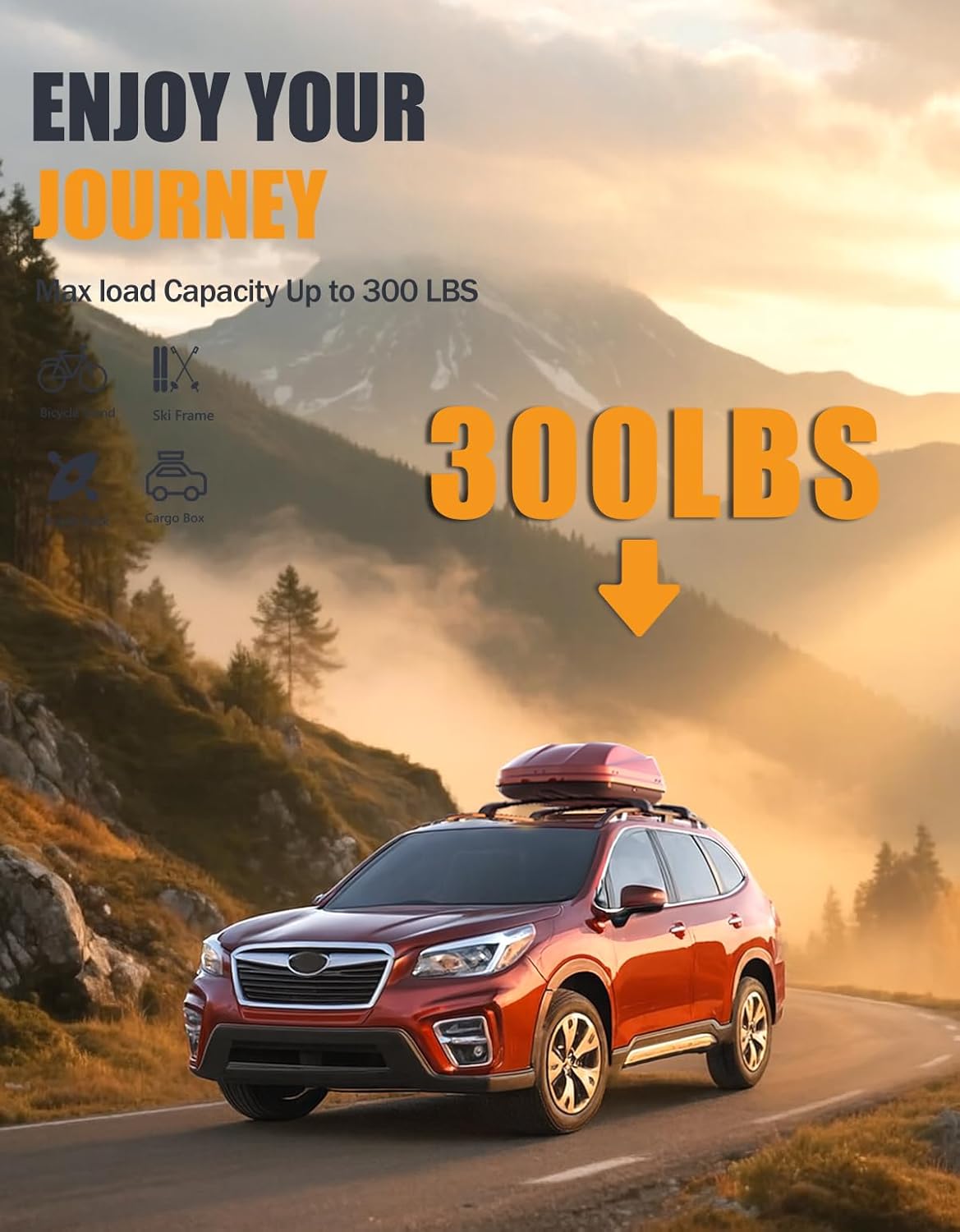 300 lbs Lockable Roof Rack Cross Bars for Subaru Forester 2014-2026