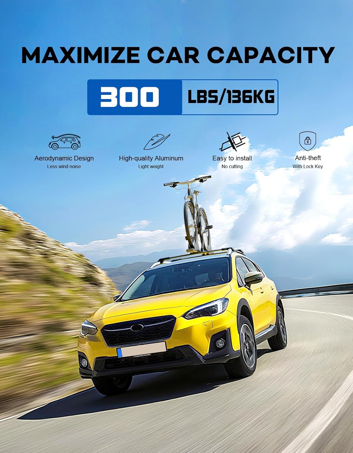 Subaru XV Crosstrek cross bars 2013–2017 — aluminum alloy profile
