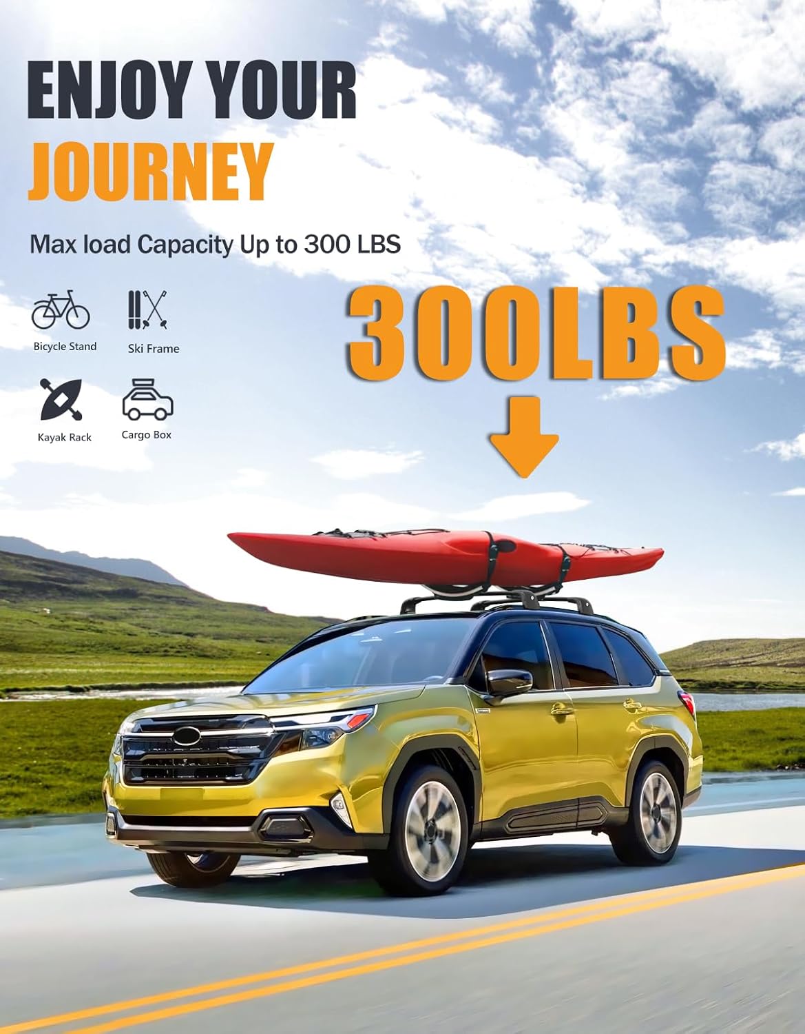 Roof Rack Cross Bars for 2025-2026 Subaru Forester Sport/Touring | Heavy Duty 300lbs Aluminum