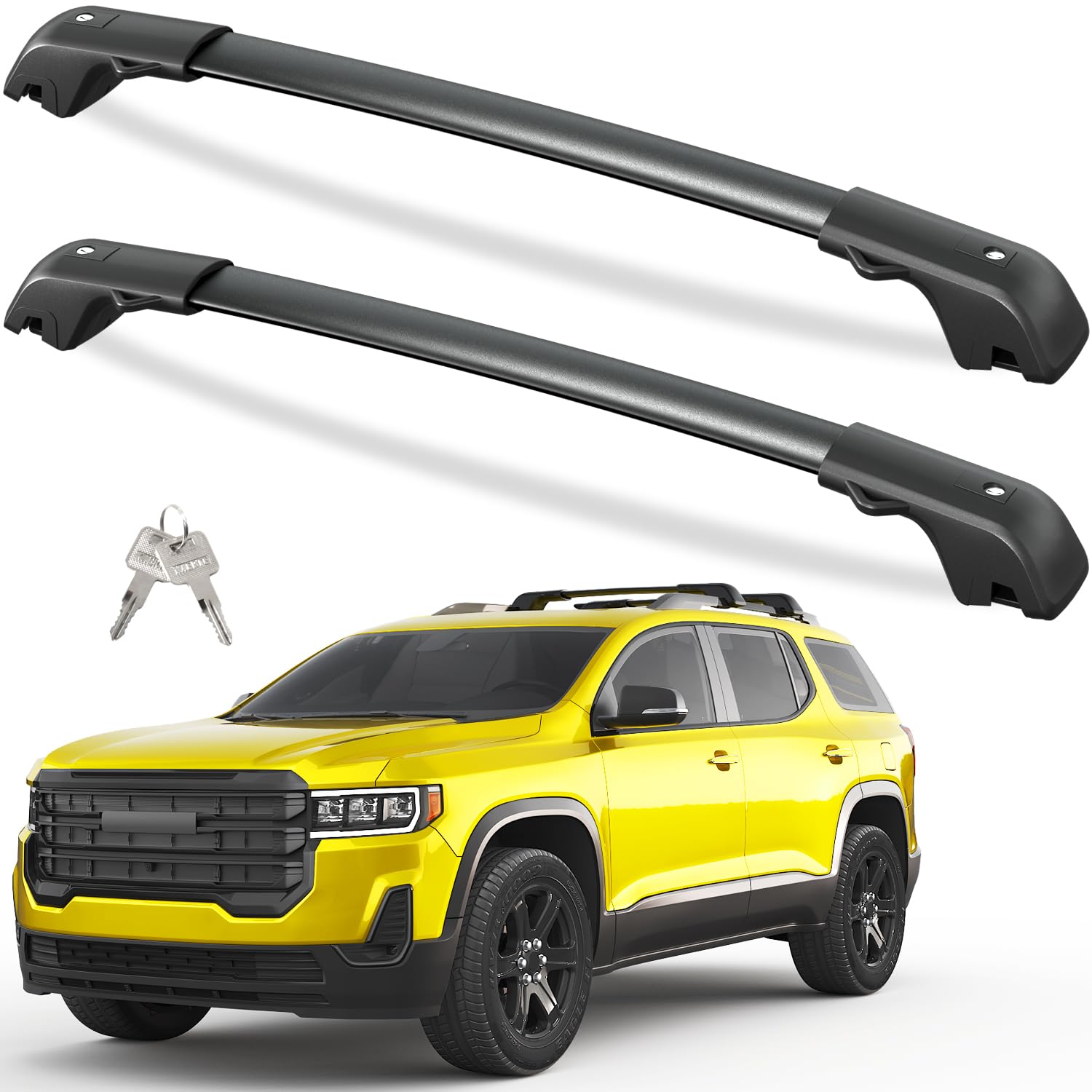 Jeep cross bars — lockable end cap close-up
