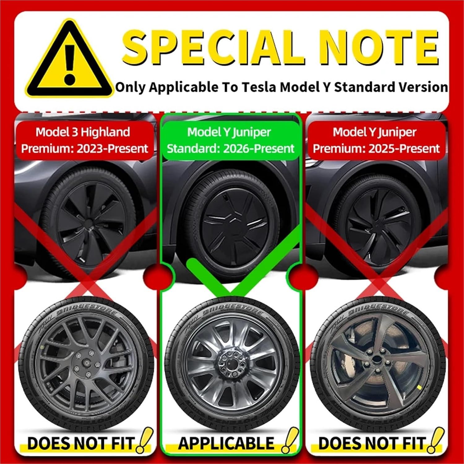 Model Y Standard 18-Inch Blade-Style Aero Wheel Covers, Matte Black (2025.11+)