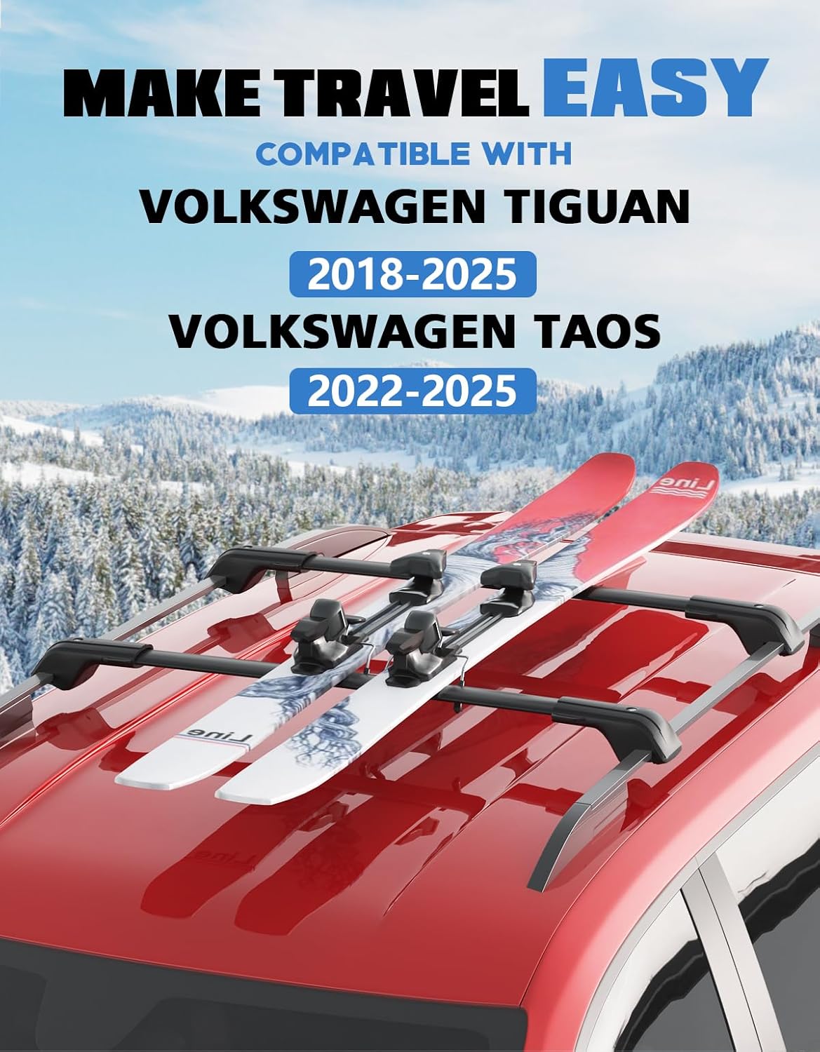 VW Tiguan cross bars 2018–2026 — anti-theft lock engaged
