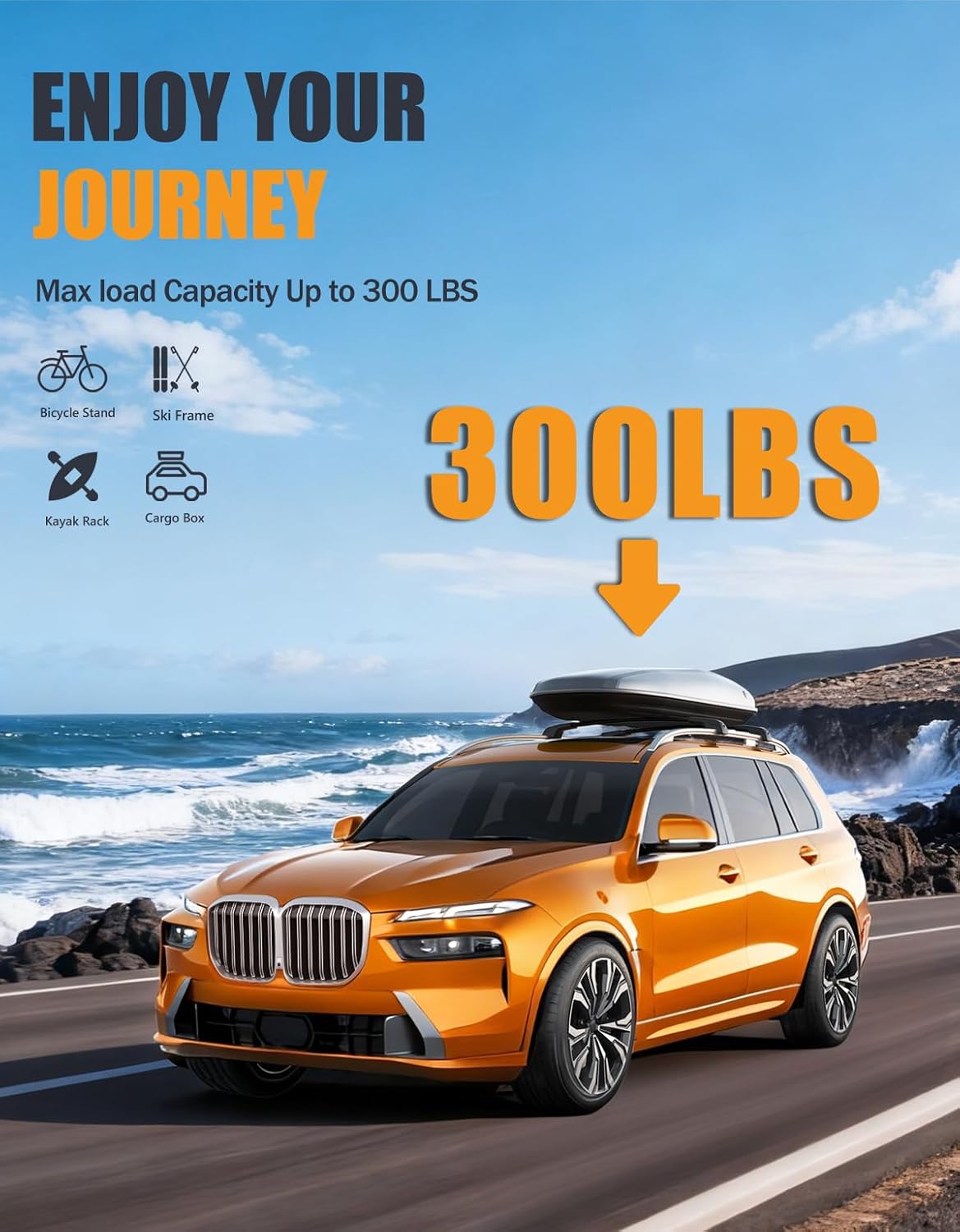 300 lbs Lockable Roof Rack Cross Bars for BMW X7 2019-2026