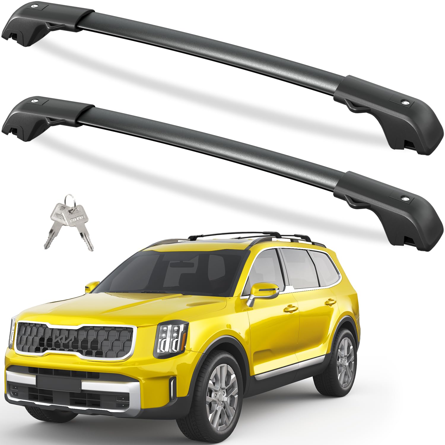 Roof rack cross bars — fitment alignment close-up