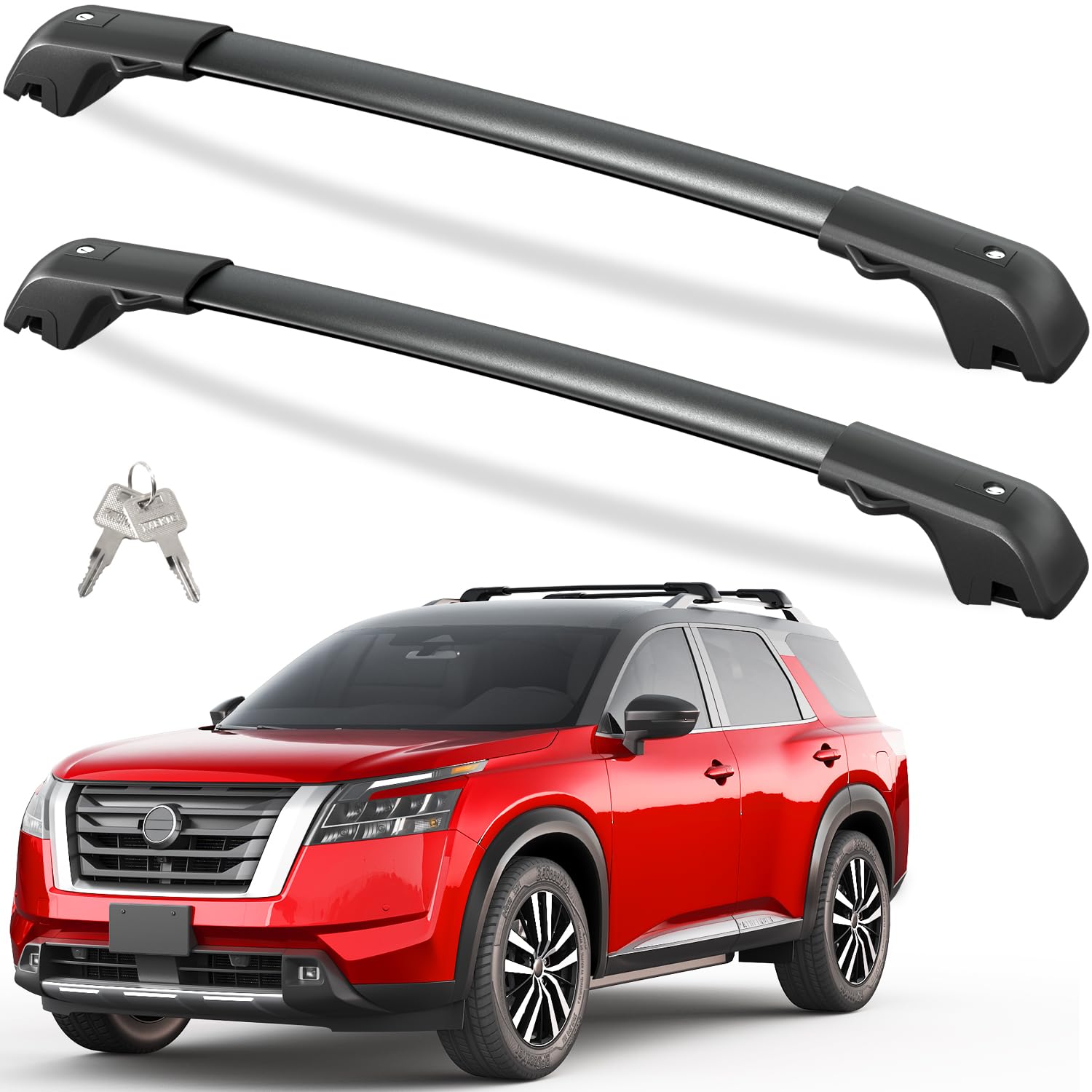 Roof rack cross bars — anti-theft lock engaged