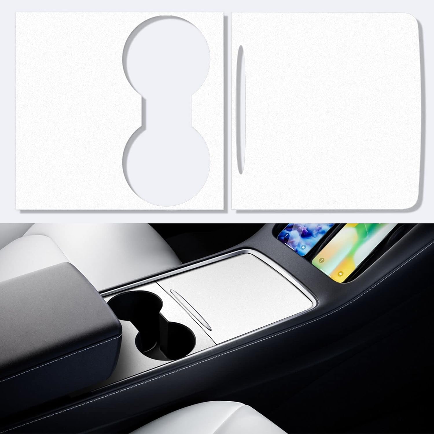 Center Console Wrap Kit Carbon Fiber Compatible with Tesla Model 3/Y(Matte Carbon Fiber)