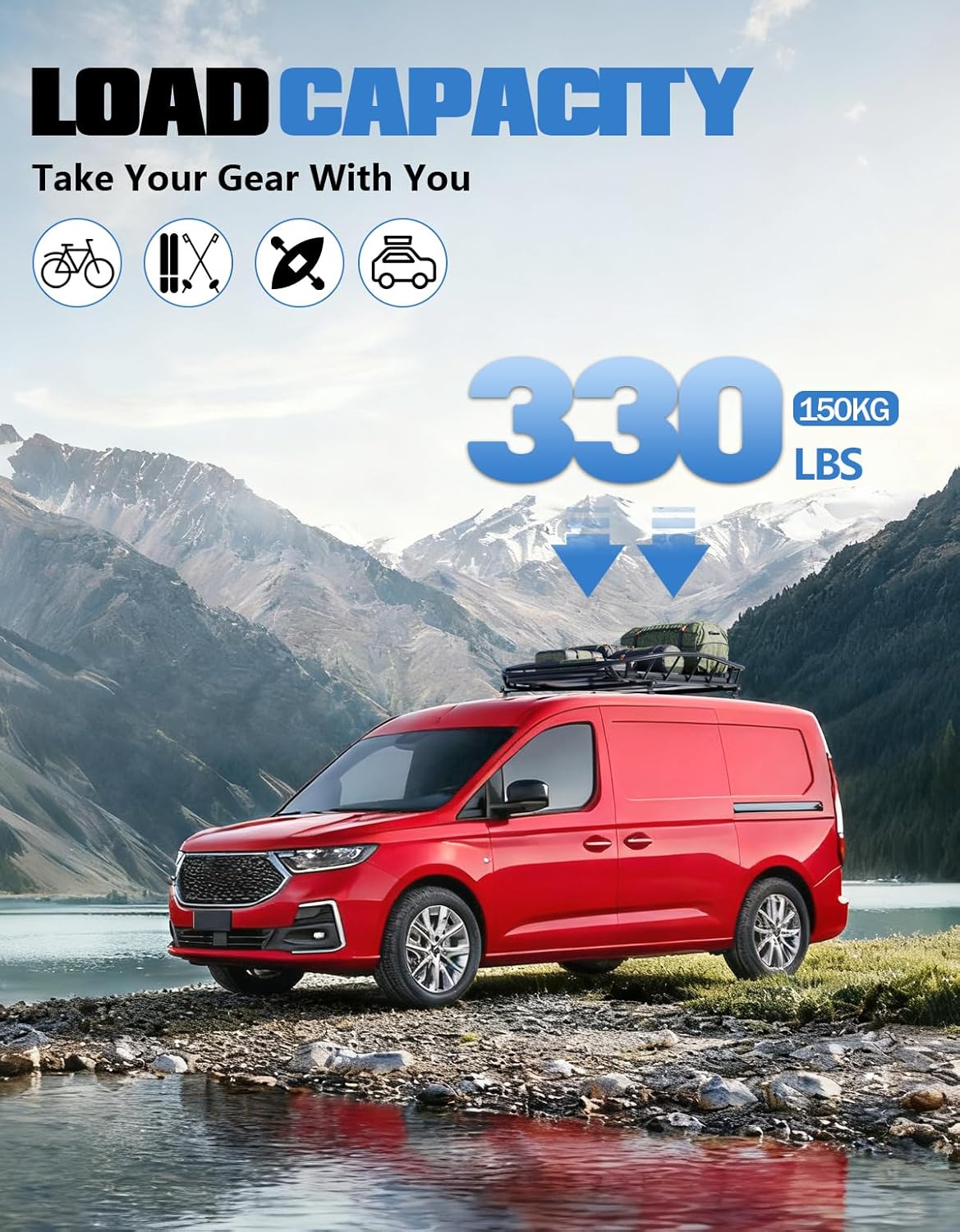 Ford Transit Connect ladder rack cross bars — locking end cap detail