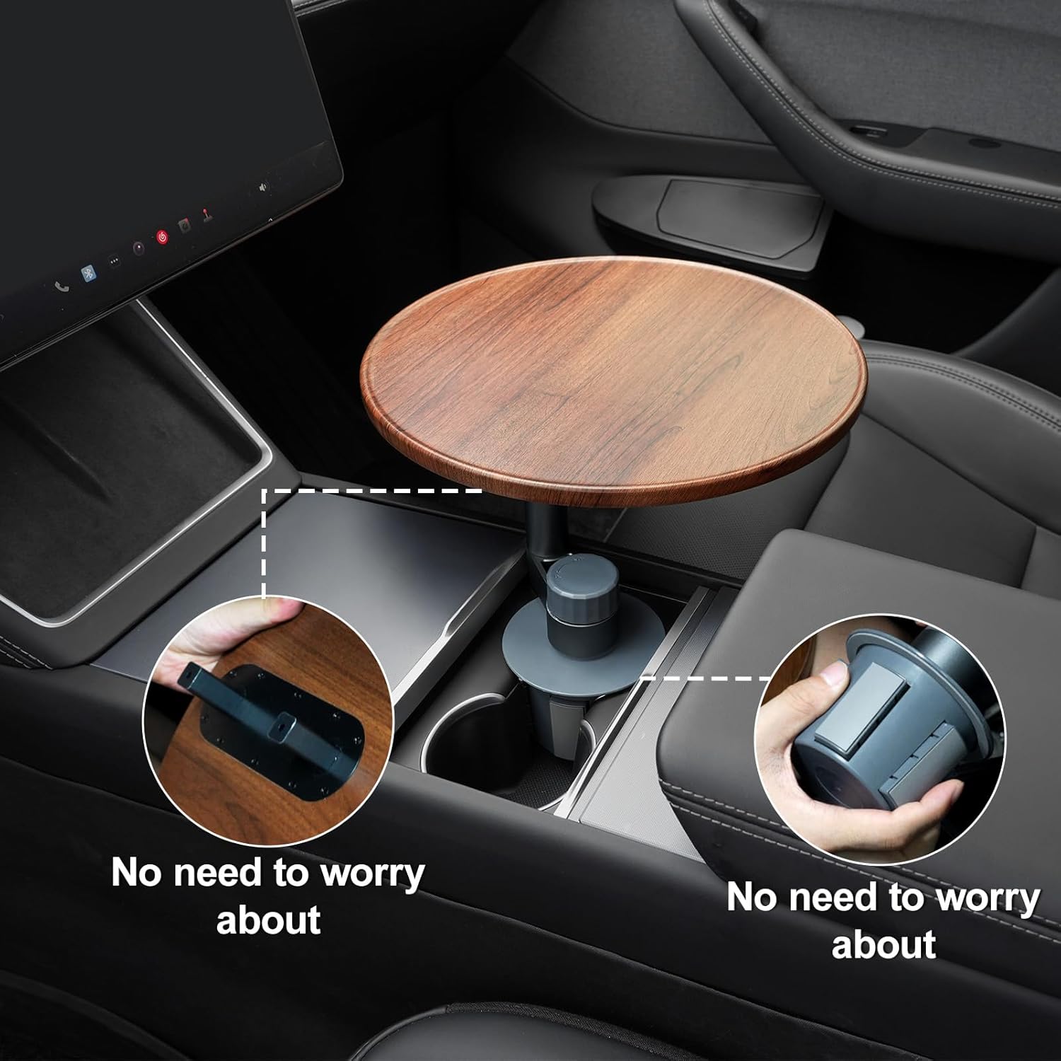 2026 360° Rotating Cup Holder Tray Organizer for Car Center Console, Steering Wheel Tray, Detachable Snack/Drink/Phone Holder for Tesla/Car