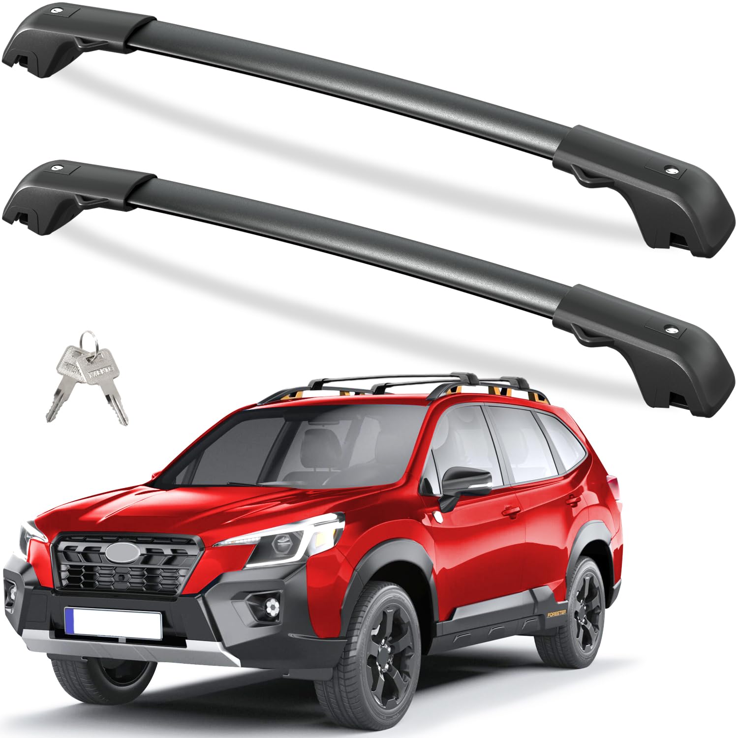 Roof rack cross bars — anti-theft lock engaged