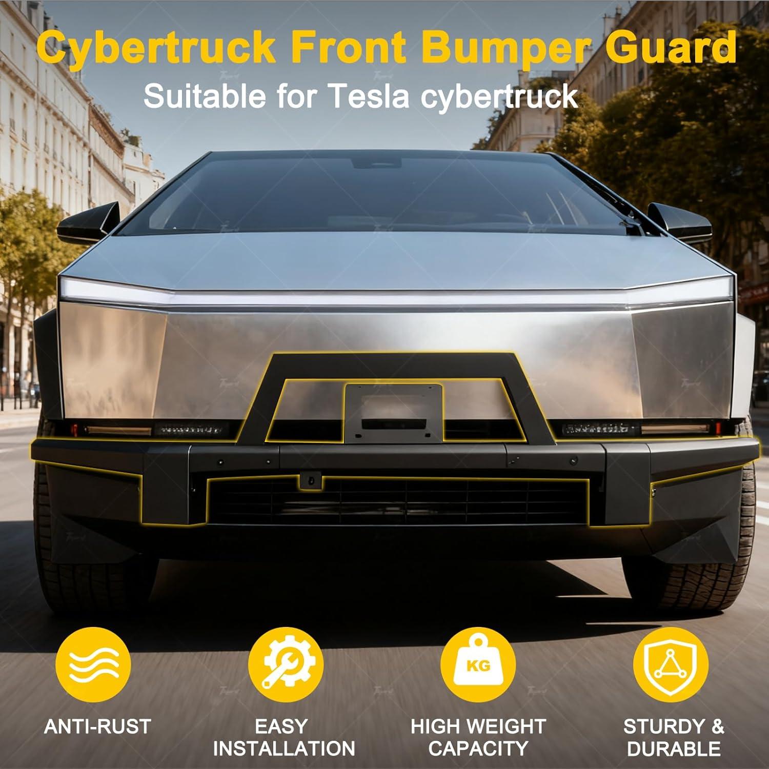 🎉Spring Sale （$429）！Steel Front Bumper with Black Texture For Tesla Cybertruck