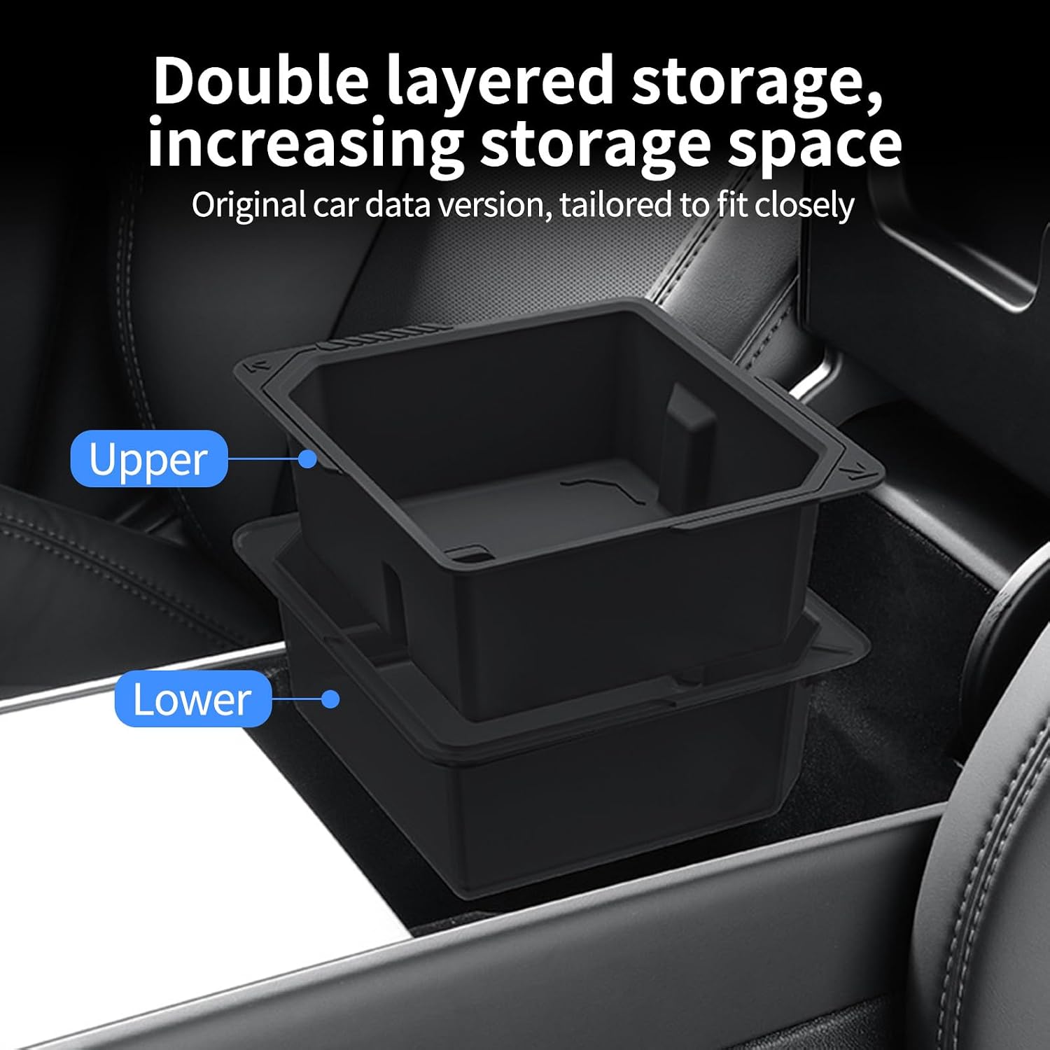 Tesla Model Y Standard Silicone Center Console Armrest Organizer Tray | Food-Grade Upper Box