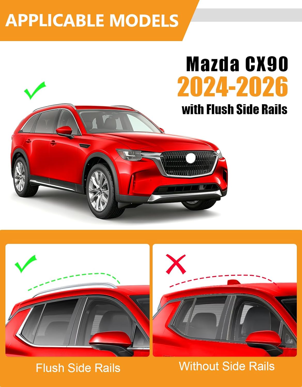 300lb Lockable Roof Rack Cross Bars for Mazda CX90 2024-2026