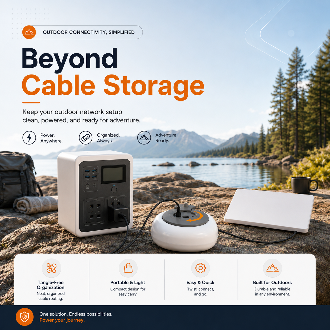 Starlink Mini cable storage hub keeps outdoor power routing clean, organized and ready for travel