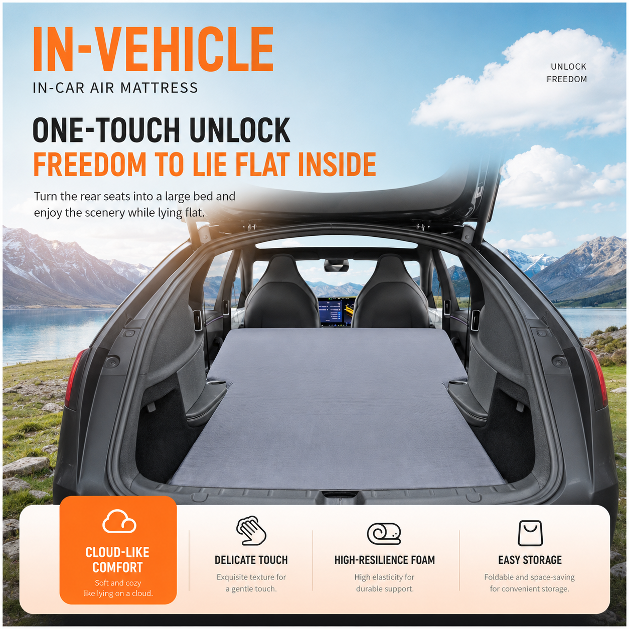 Trunk Air Mattress Kit for Tesla Model Y L 6-Seat, with Support Board and Air Pump