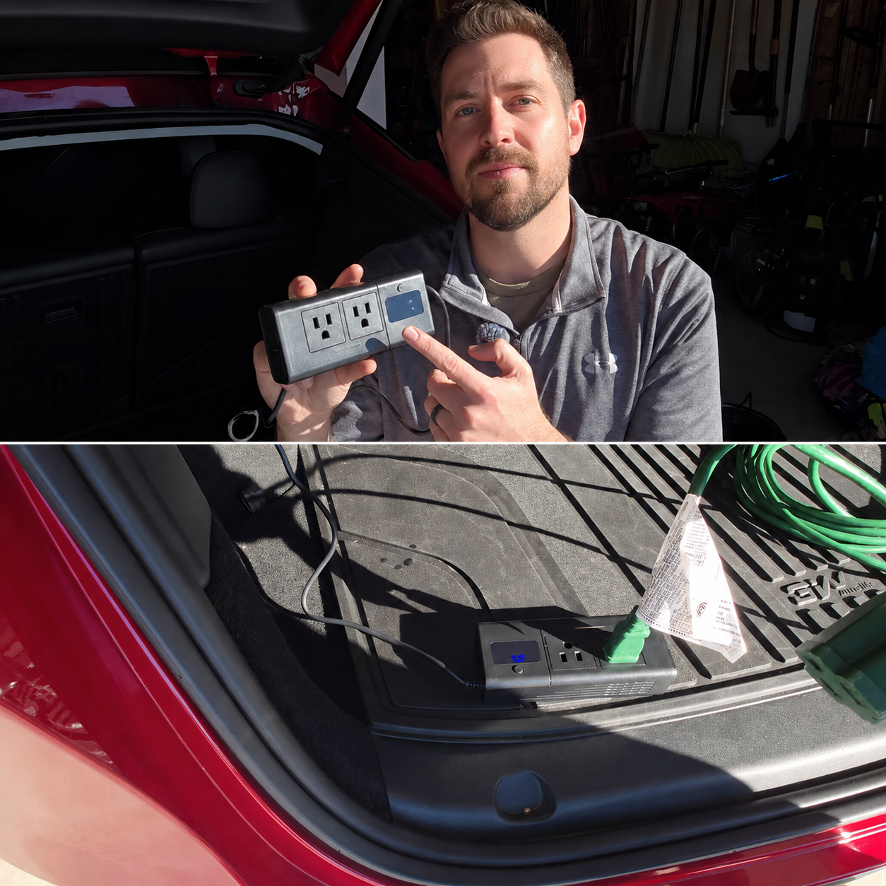 200W Car Power Inverter for Tesla, 12V DC to 110V AC Converter with PD 3.0 Fast Charging