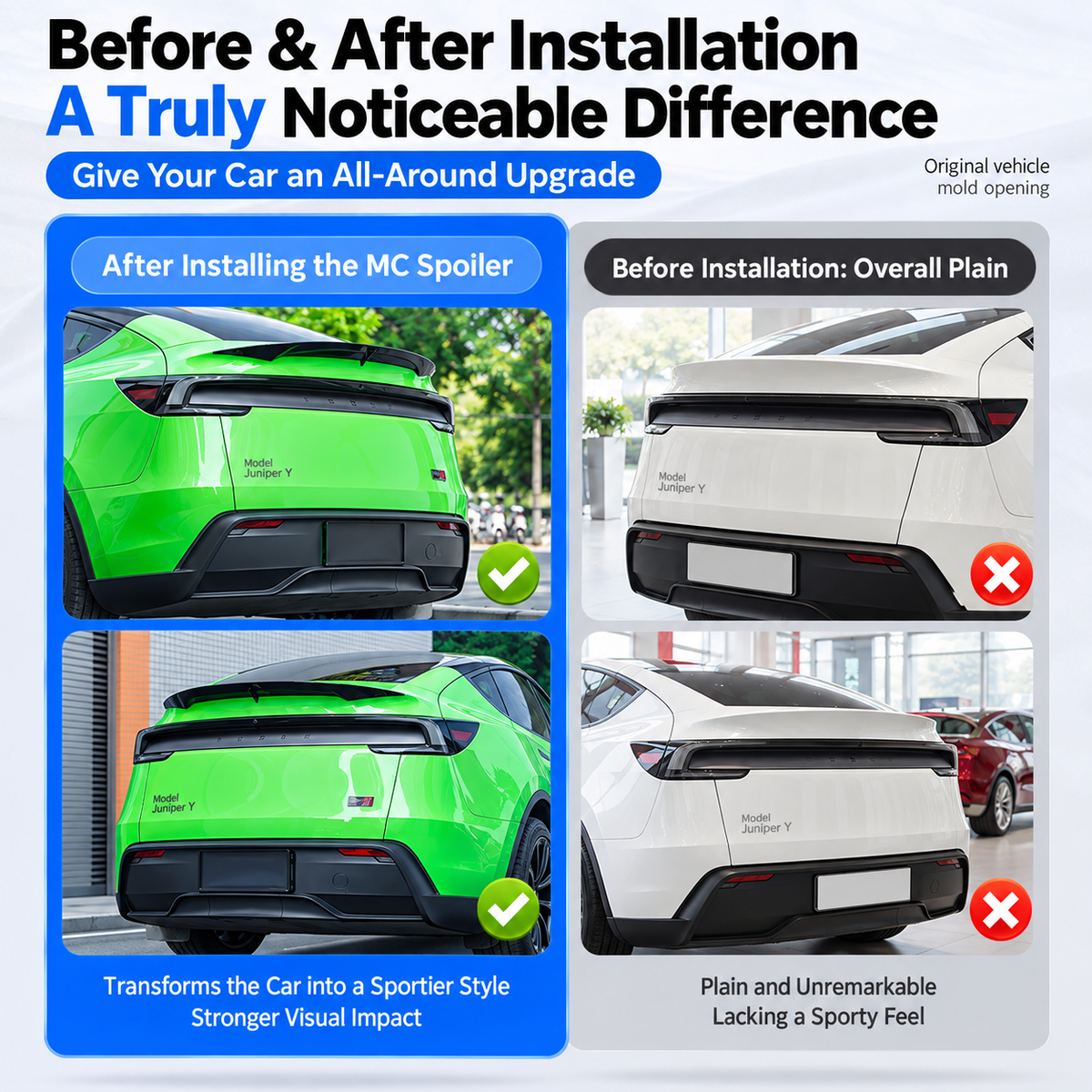 ABS MC-Style Performance Rear Spoiler for Tesla Model Y Juniper 2025.03+