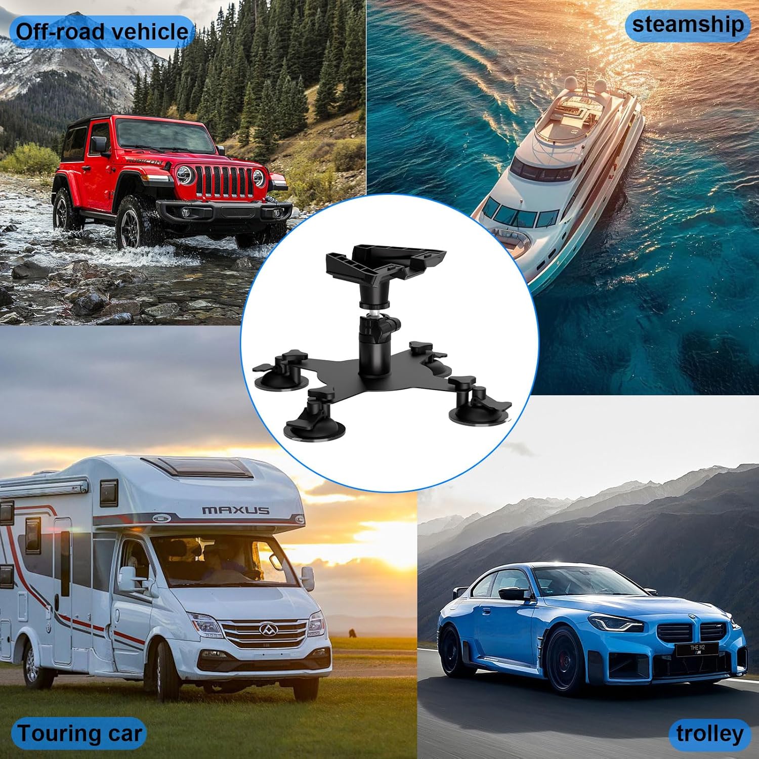 Starlink Mini Heavy-Duty Suction Cup Mount – Adjustable Roof & Sunroof Mount with Base for Car, RV and Boat