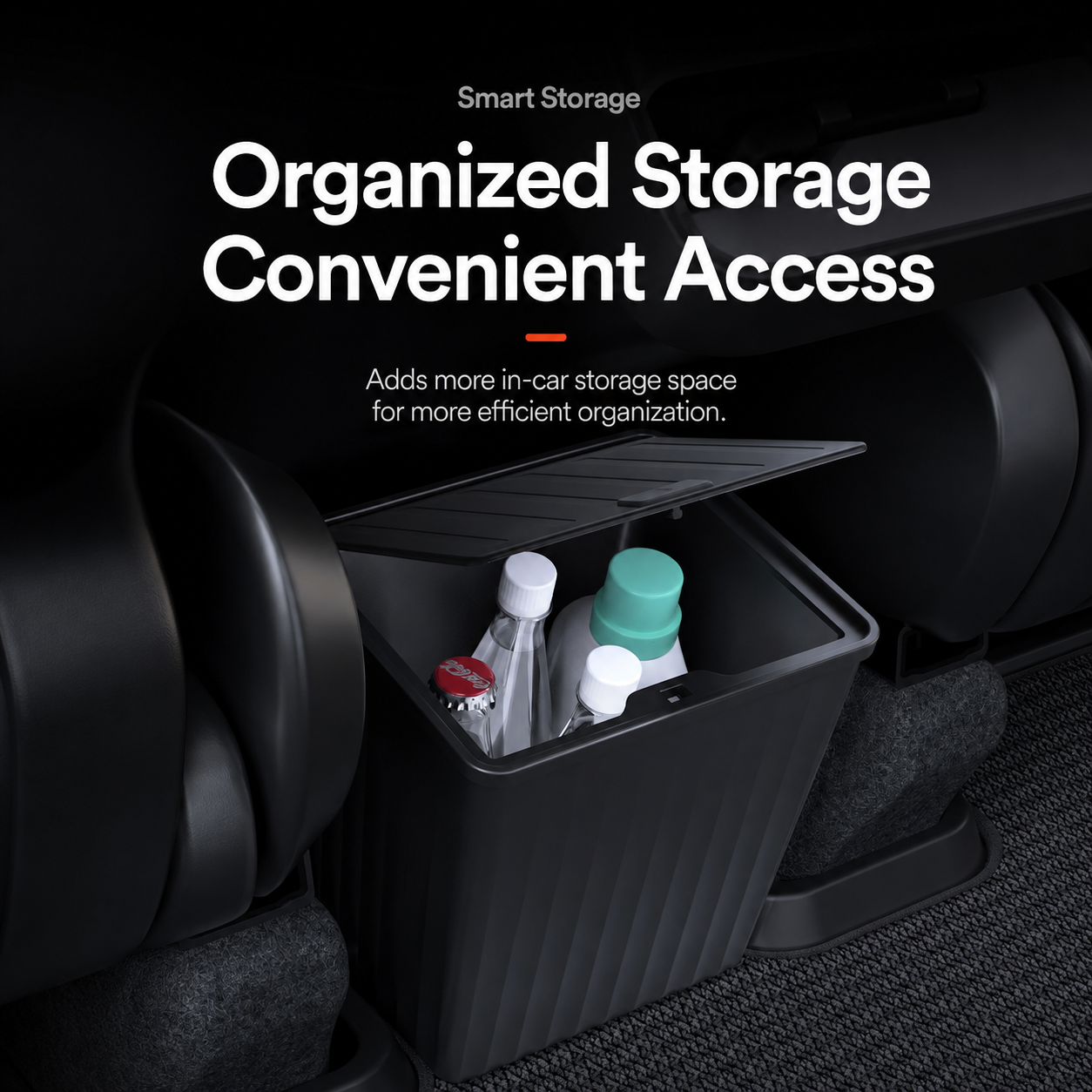 Rear Seat Center Storage Trash Bin for Tesla Model 3 Highland and Model Y Juniper, ABS
